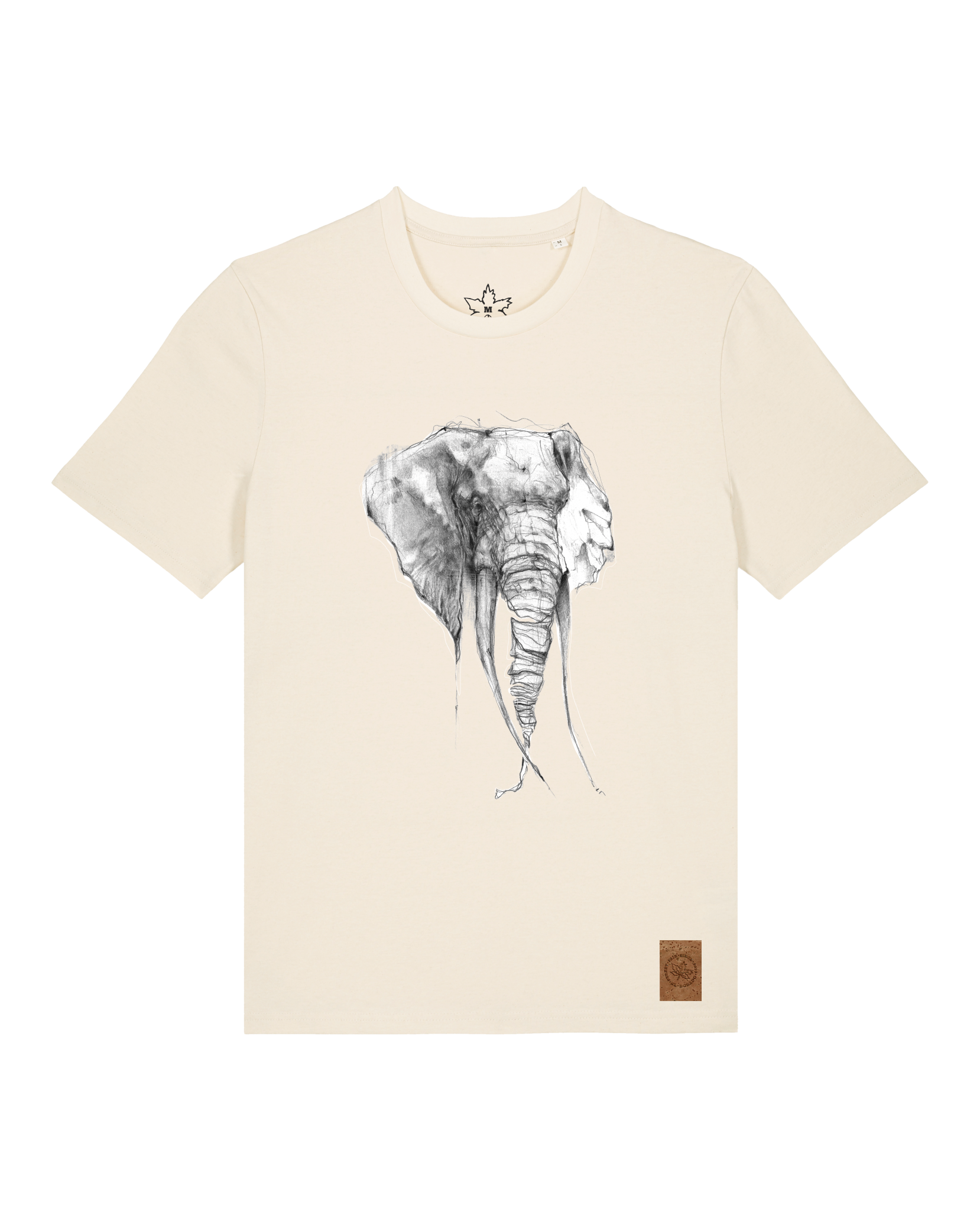 bio-unisex-medium fit-tshirt-elefant-sttu169-natur-front
