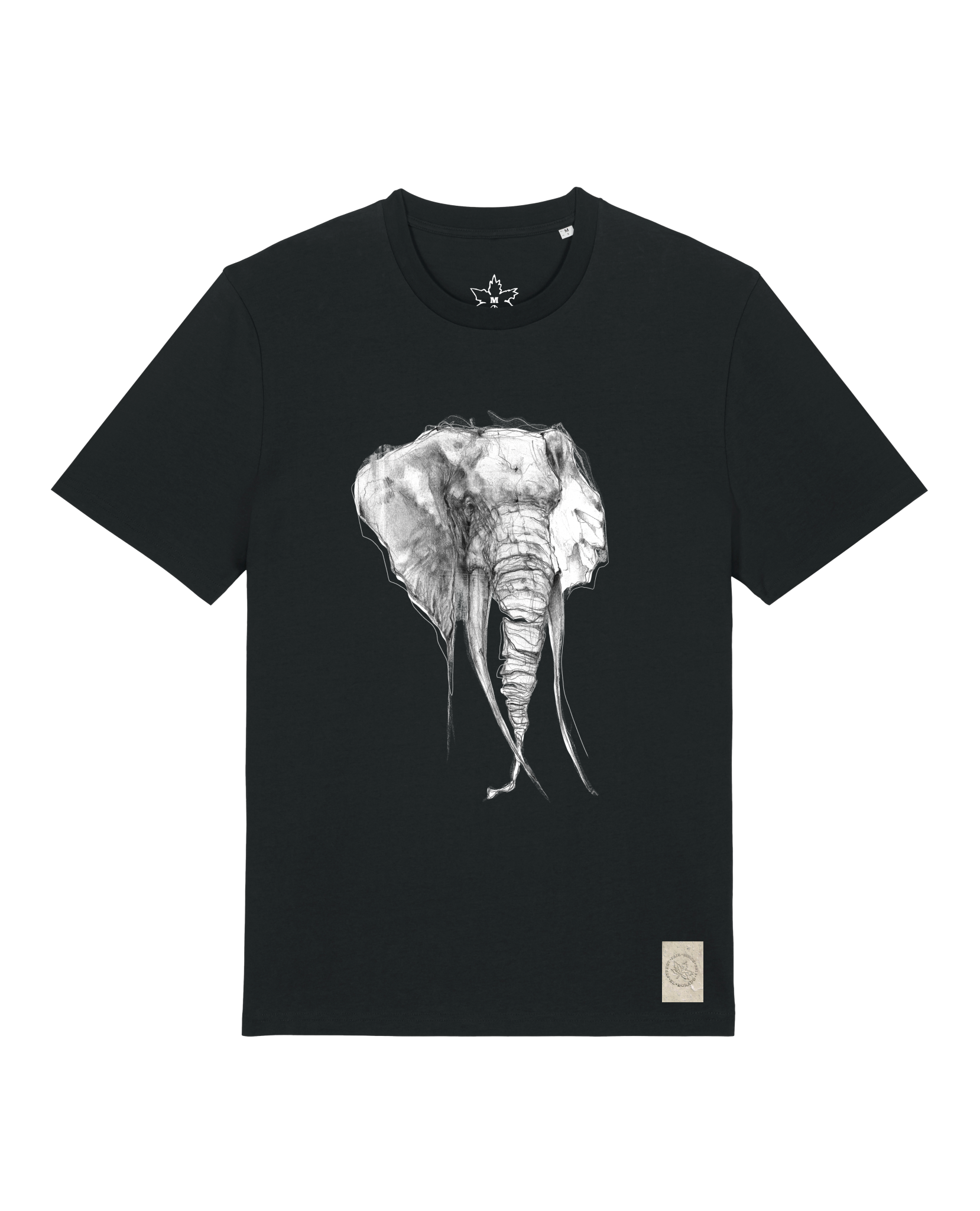 bio-unisex-medium fit-tshirt-elefant-sttu169-schwarz-front