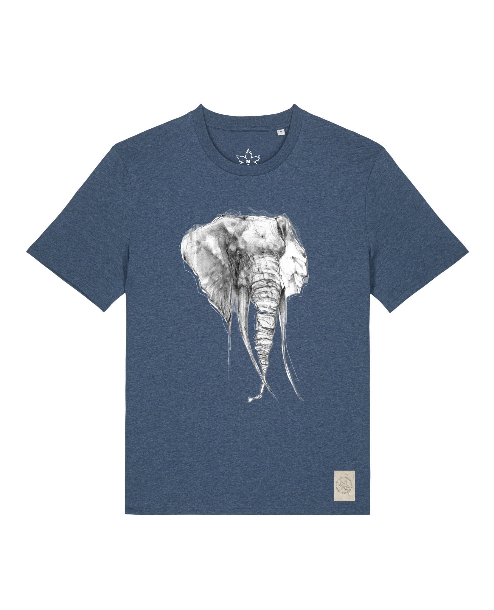 bio-unisex-medium fit-tshirt-elefant-sttu169-walblau-front