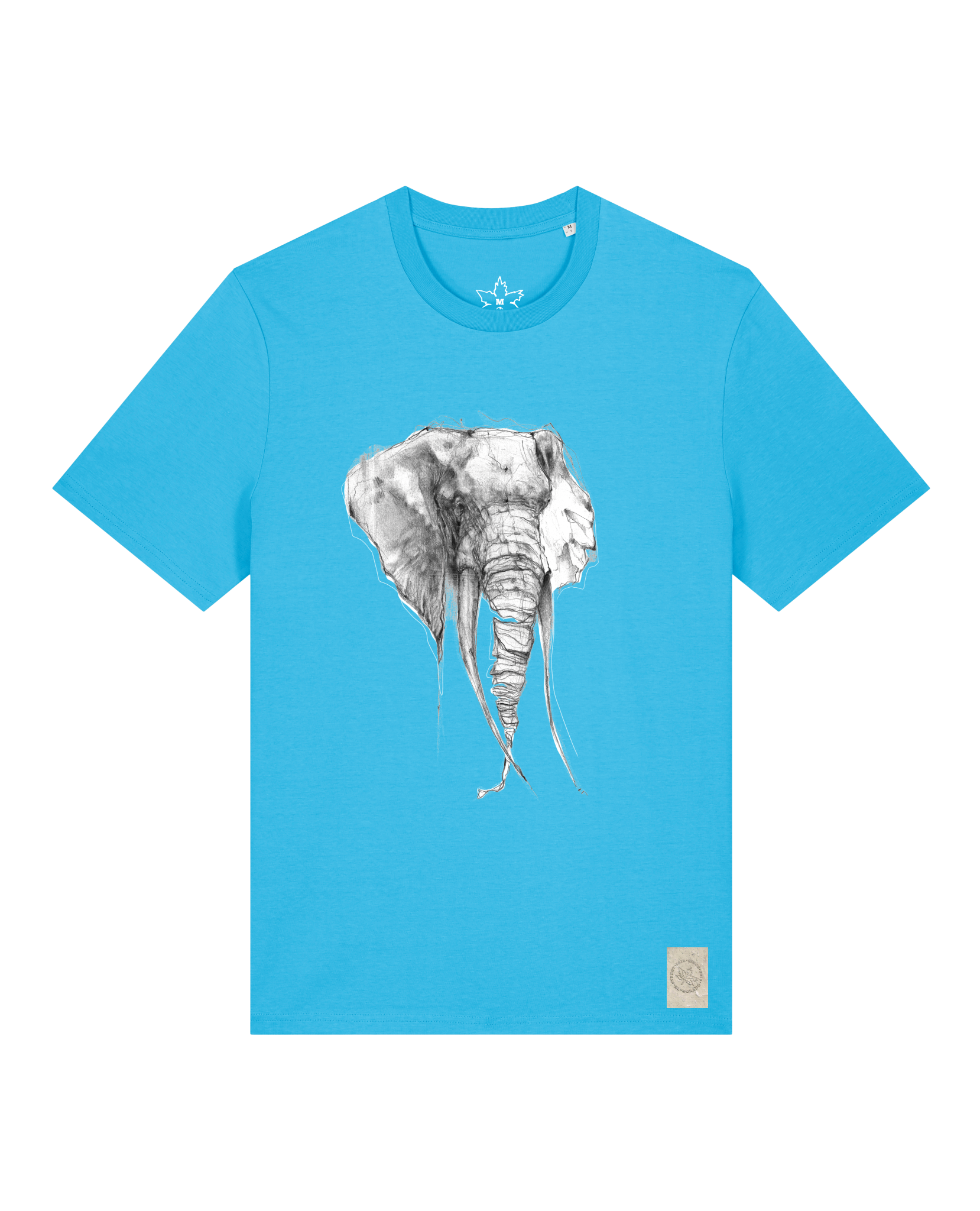 bio-unisex-medium fit-tshirt-elefant-sttu169-wasserblau-front