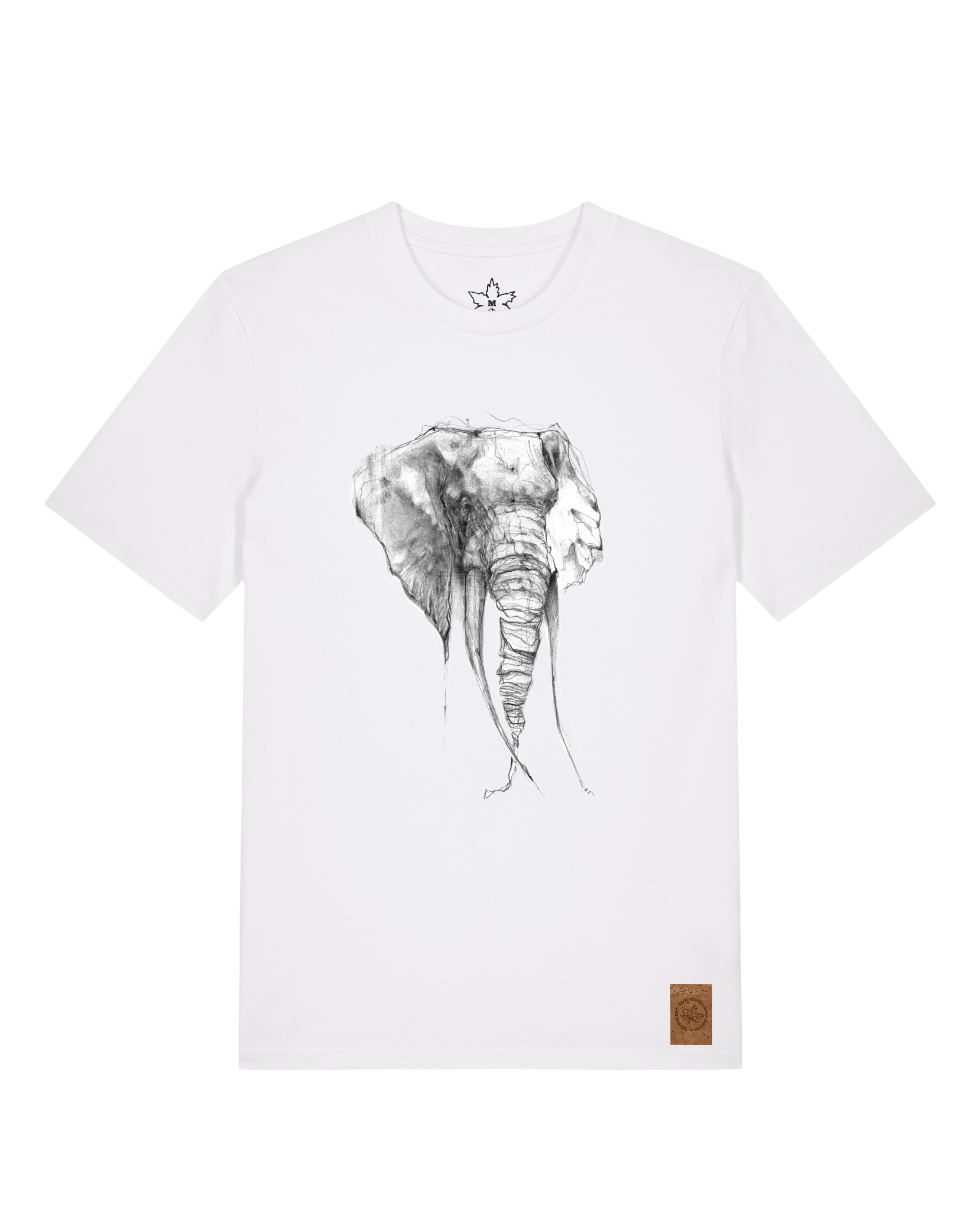 bio-unisex-medium fit-tshirt-elefant-sttu169-weiß-front