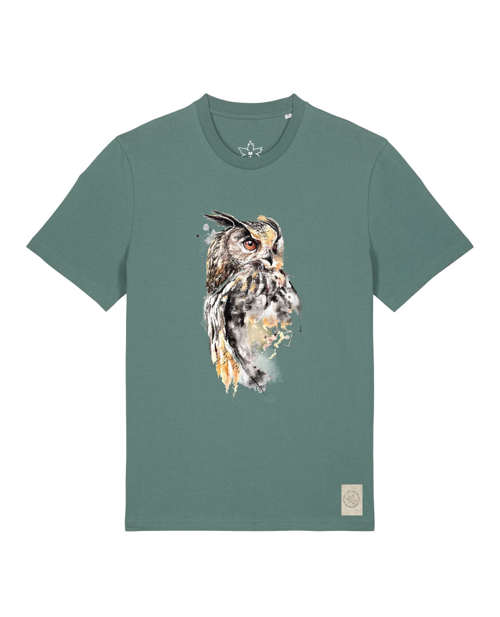 bio-unisex-medium fit-tshirt-eule-sttu169-blautanne-front