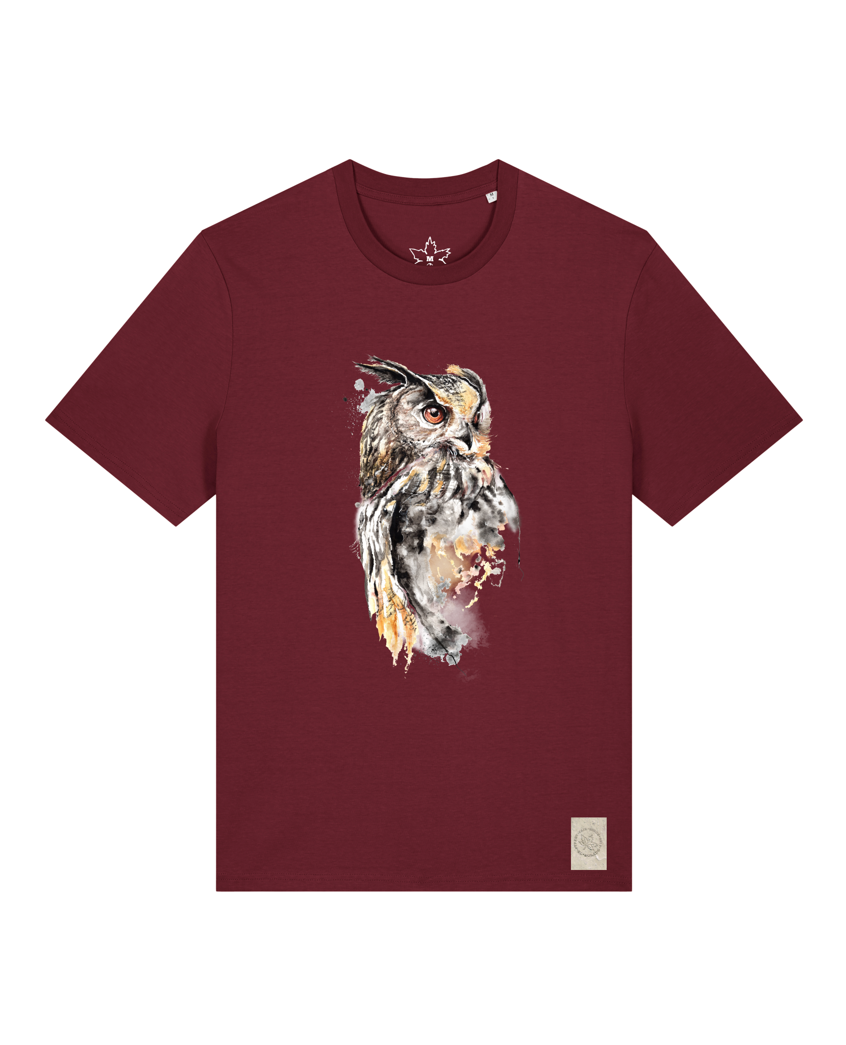 bio-unisex-medium fit-tshirt-eule-sttu169-burgunder rot-front