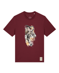 bio-unisex-medium fit-tshirt-eule-sttu169-burgunder rot-front