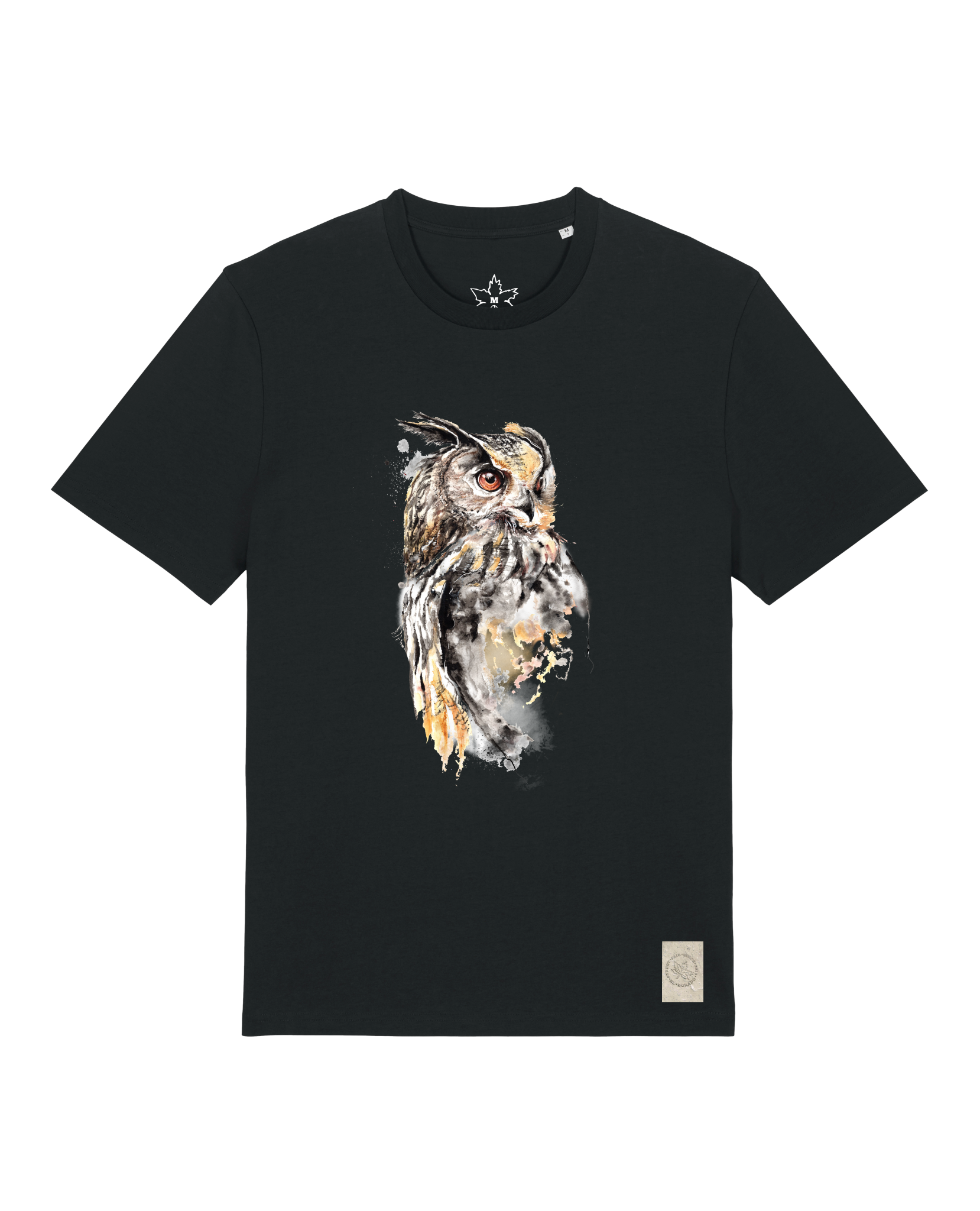 bio-unisex-medium fit-tshirt-eule-sttu169-schwarz-front