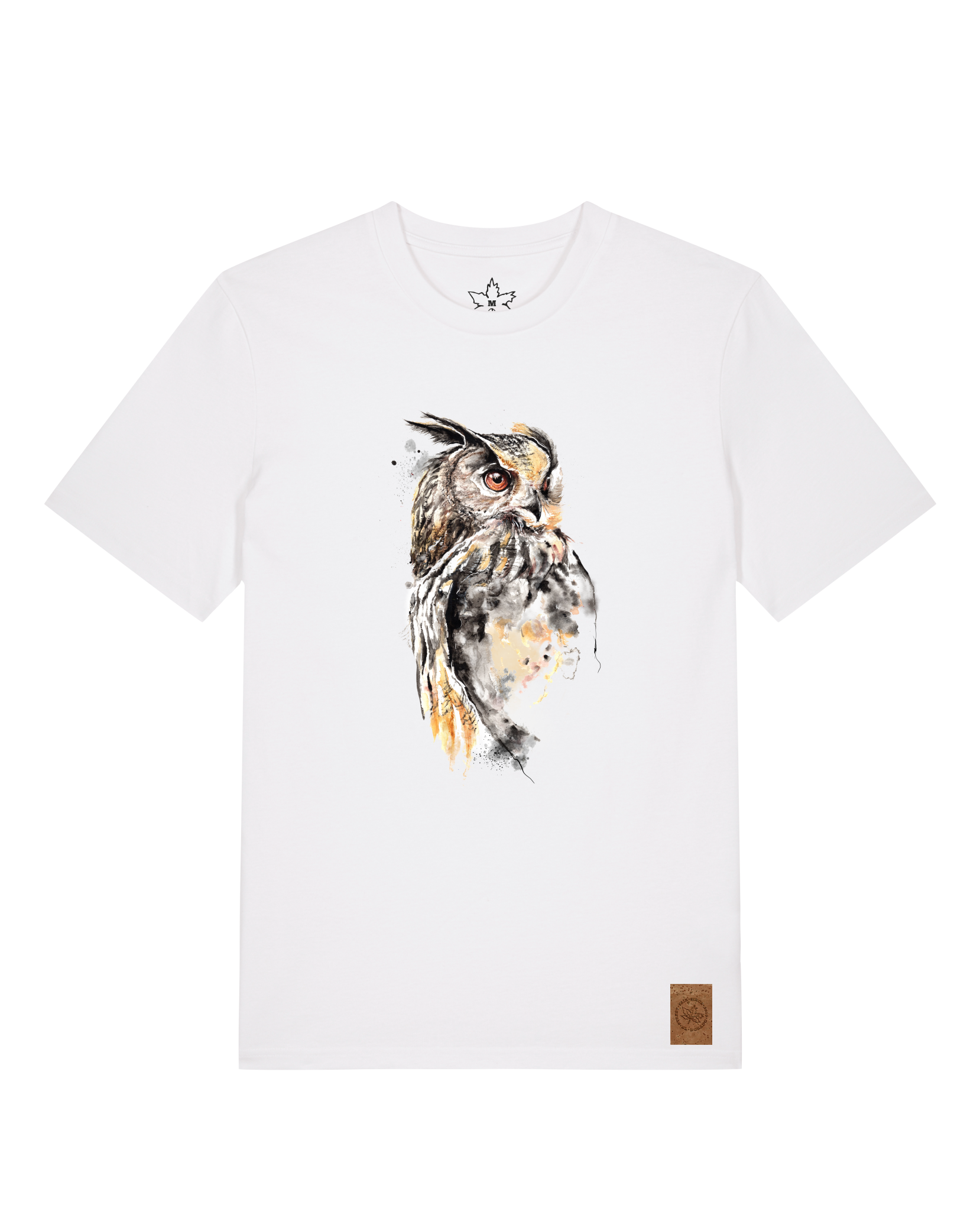 bio-unisex-medium fit-tshirt-eule-sttu169-weiß-front