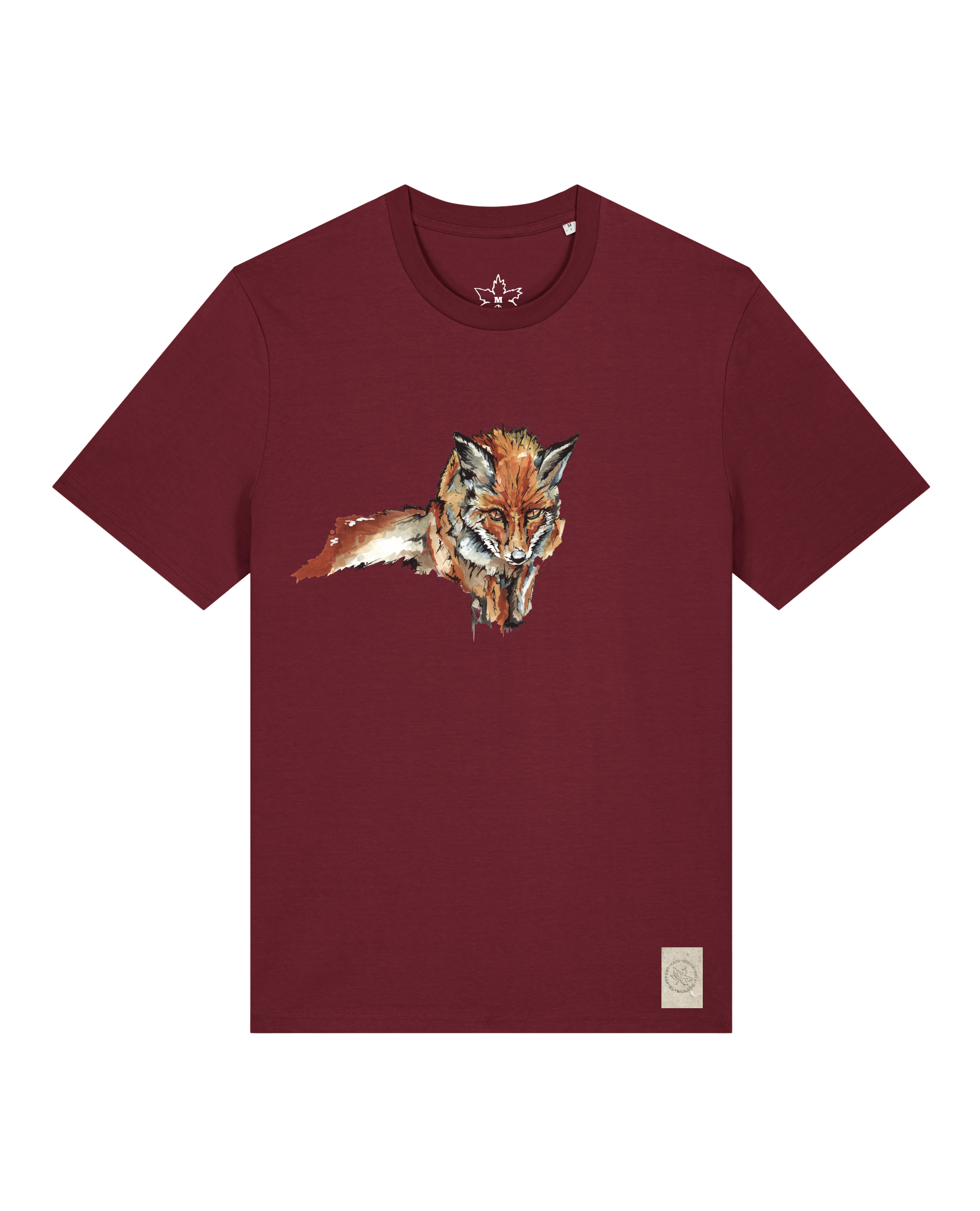 bio-unisex-medium fit-tshirt-fox views-sttu169-burgunder rot-front