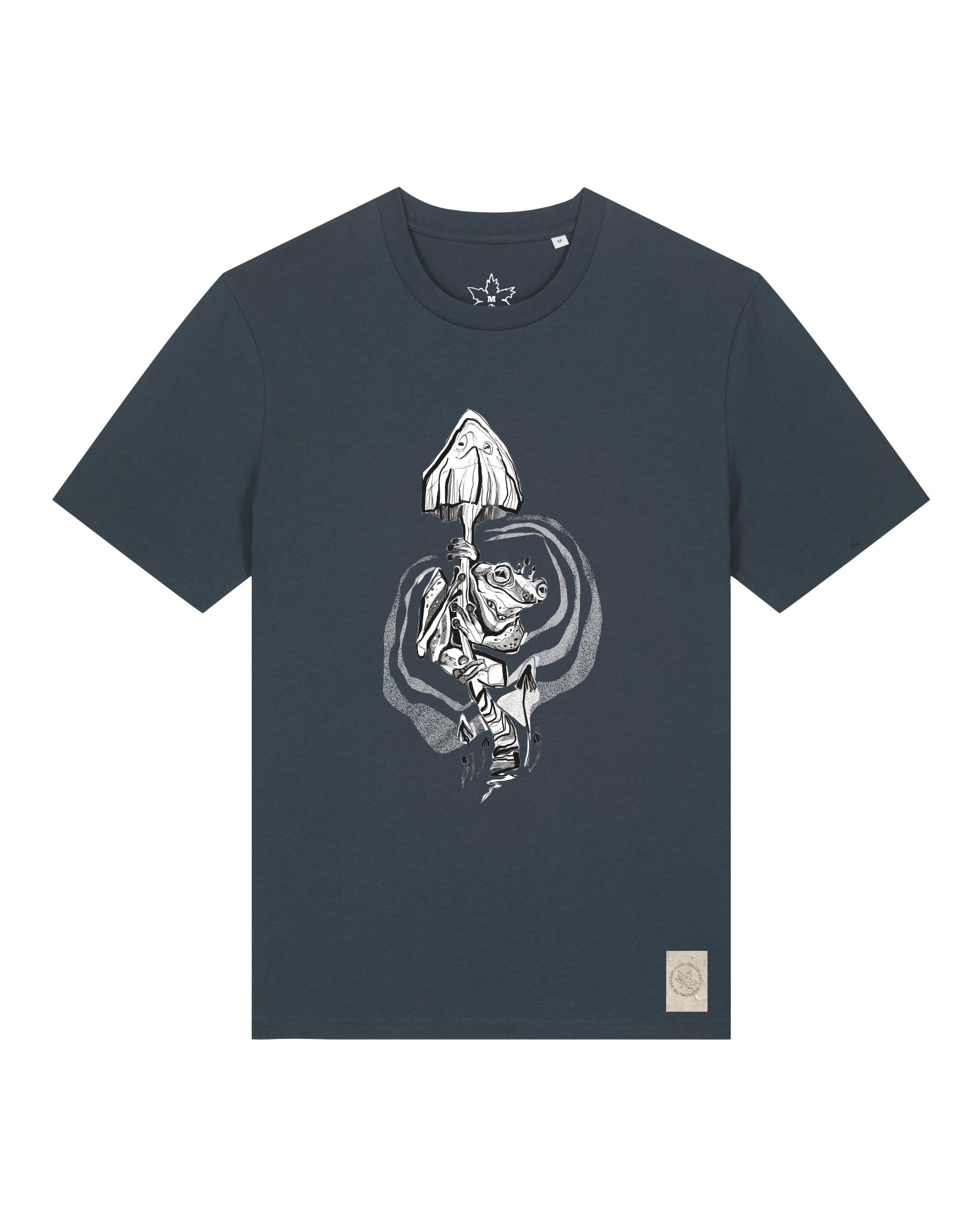 bio-unisex-medium fit-tshirt-frosch auf pilz-sttu169-blaubeernacht-front