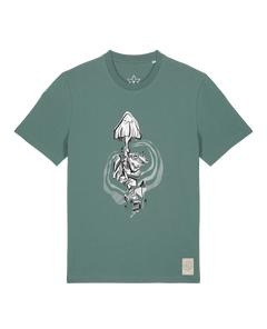 bio-unisex-medium fit-tshirt-frosch auf pilz-sttu169-blautanne-front