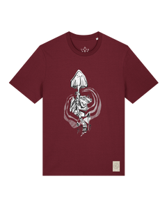 bio-unisex-medium fit-tshirt-frosch auf pilz-sttu169-burgunder rot-front