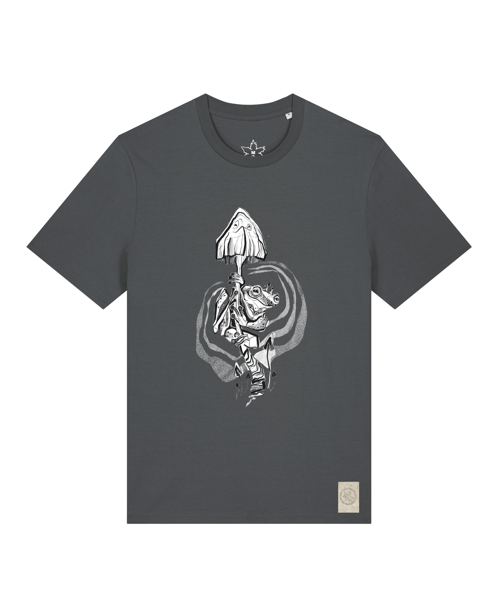 bio-unisex-medium fit-tshirt-frosch auf pilz-sttu169-eisen-front