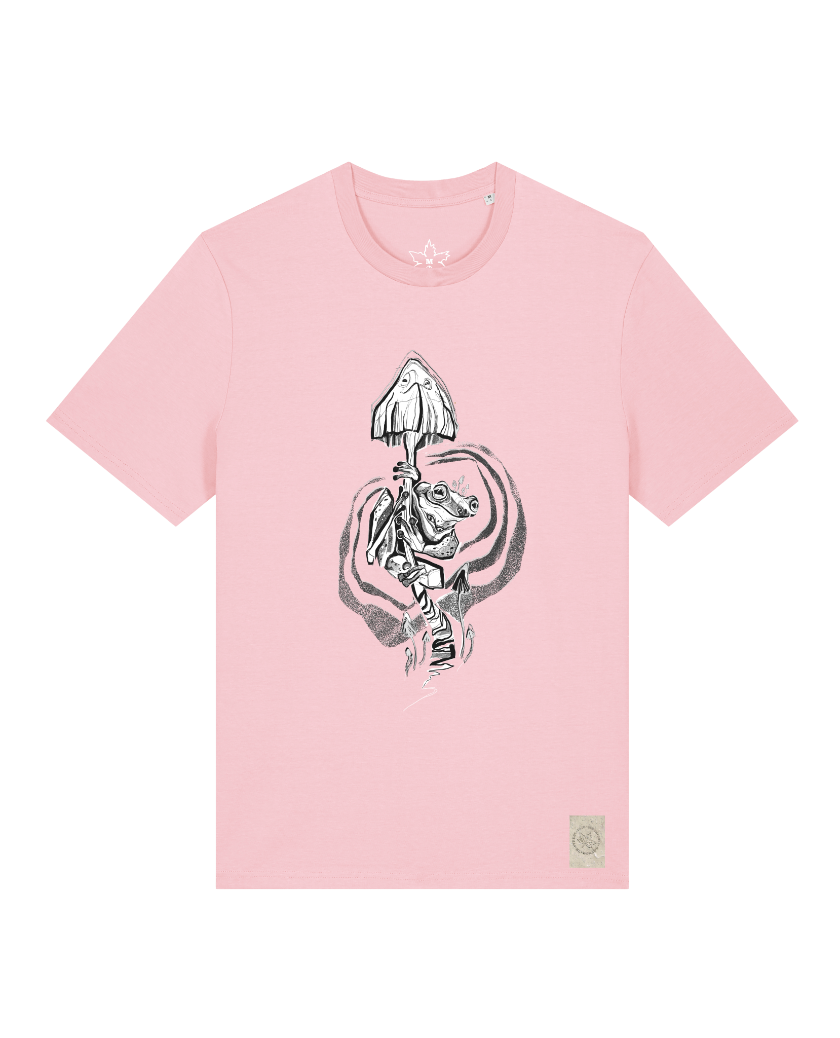 bio-unisex-medium fit-tshirt-frosch auf pilz-sttu169-flamingo-front
