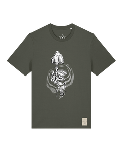 bio-unisex-medium fit-tshirt-frosch auf pilz-sttu169-grunkohl-front