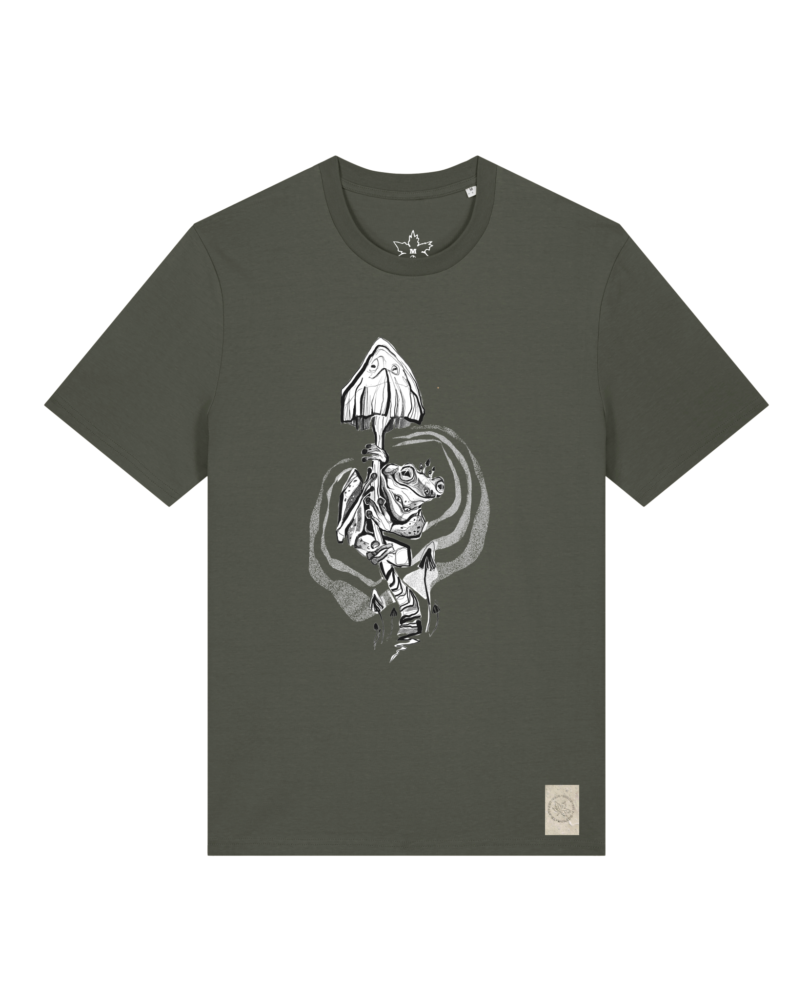 bio-unisex-medium fit-tshirt-frosch auf pilz-sttu169-grunkohl-front
