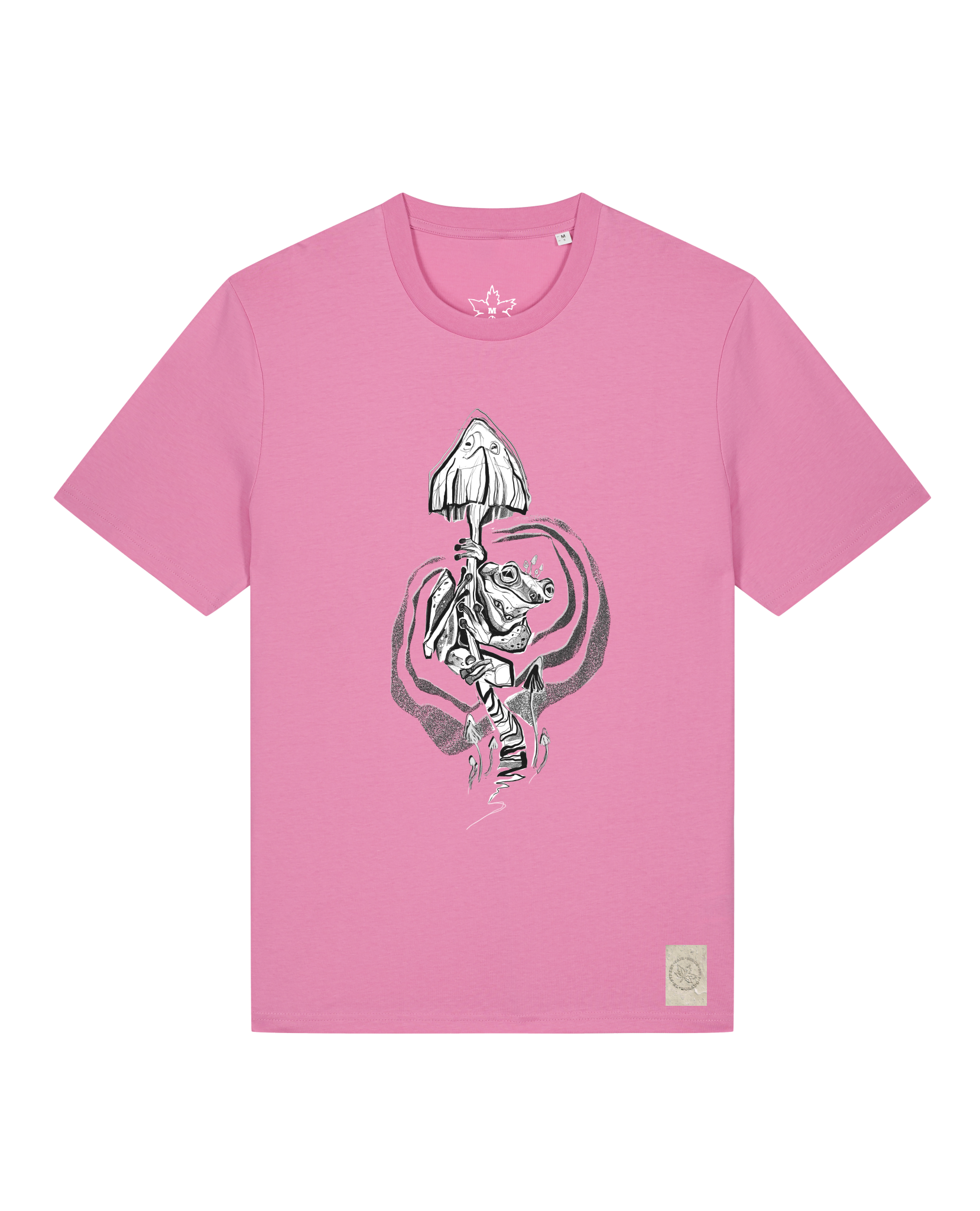 bio-unisex-medium fit-tshirt-frosch auf pilz-sttu169-kaugummi-front