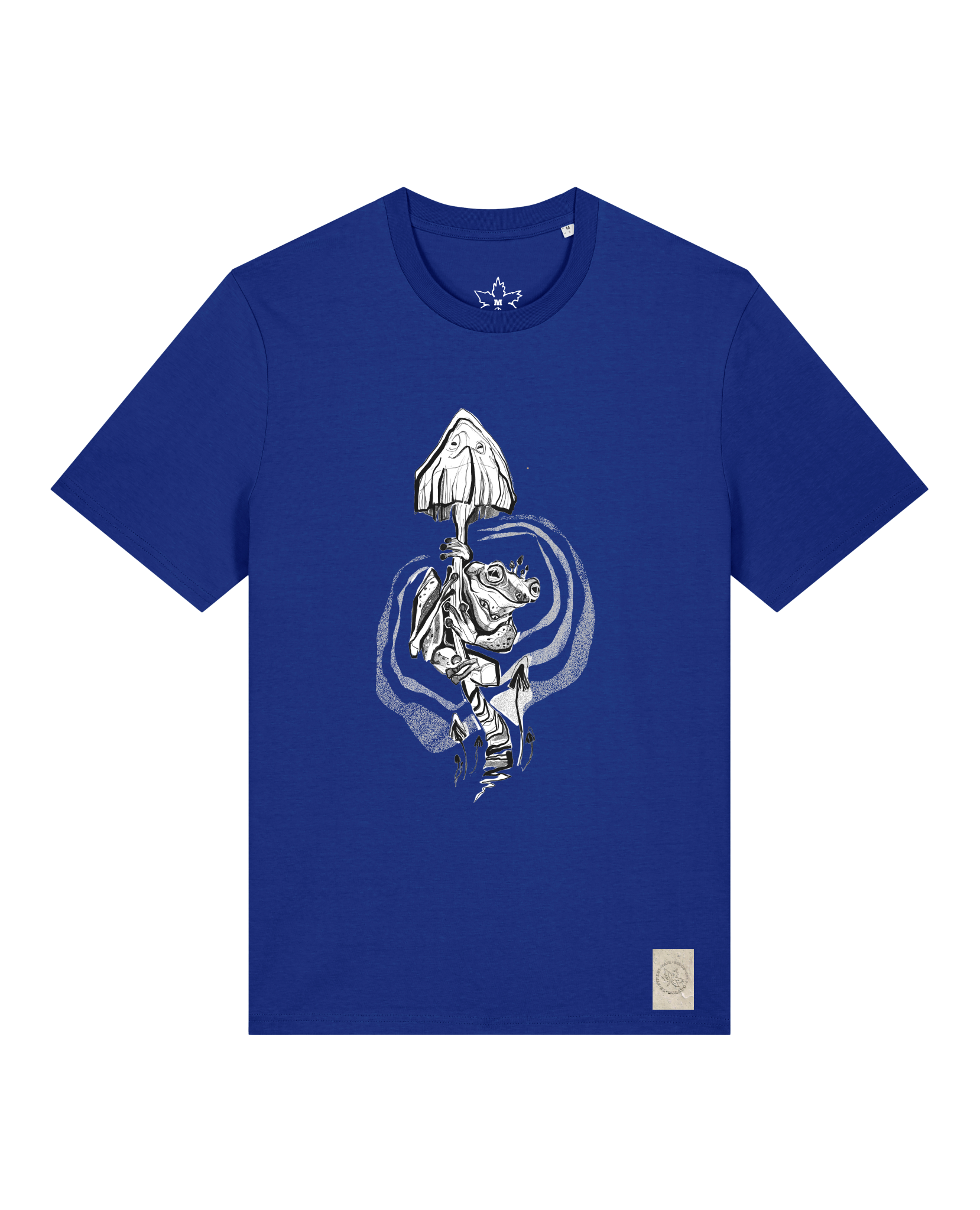 bio-unisex-medium fit-tshirt-frosch auf pilz-sttu169-kornblume-front