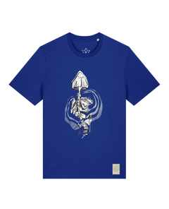 bio-unisex-medium fit-tshirt-frosch auf pilz-sttu169-kornblume-front