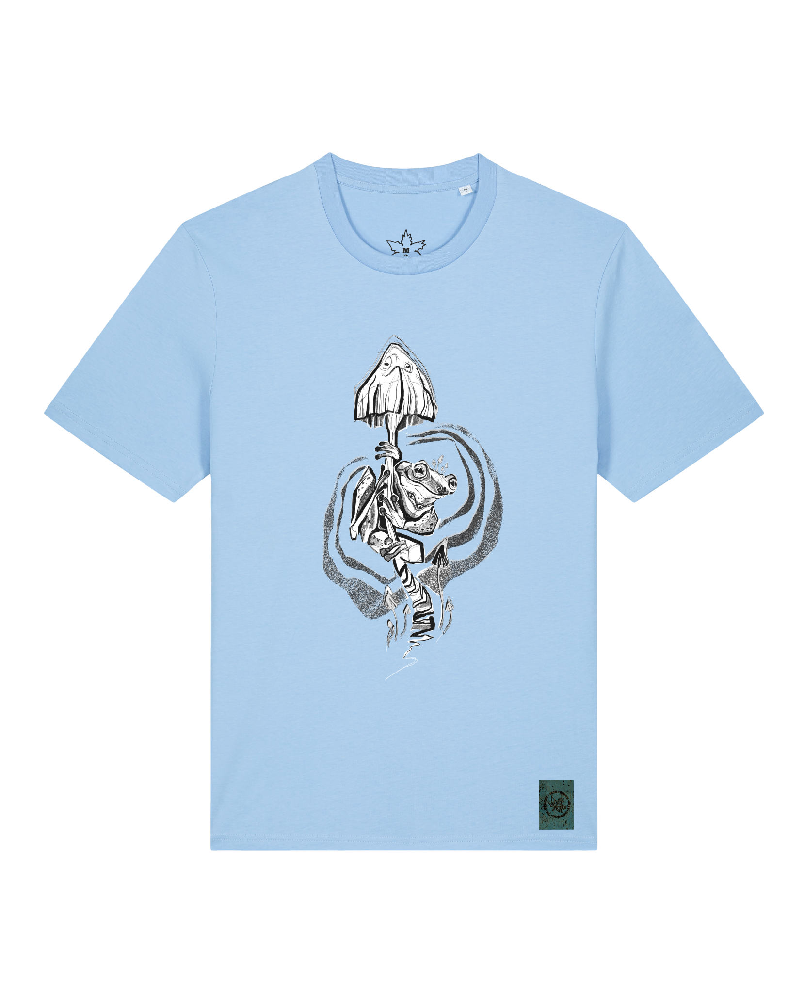 bio-unisex-medium fit-tshirt-frosch auf pilz-sttu169-lagune-front