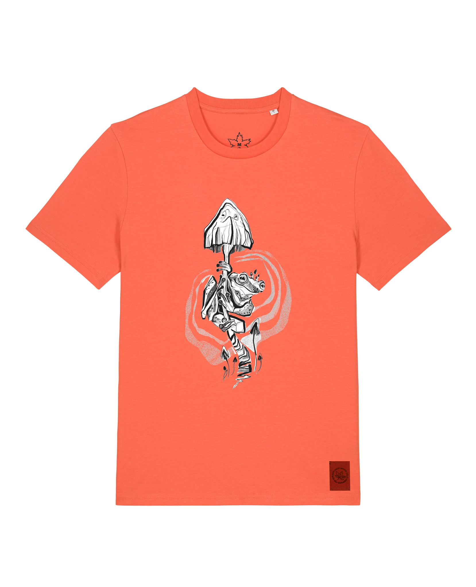 bio-unisex-medium fit-tshirt-frosch auf pilz-sttu169-mandarine-front