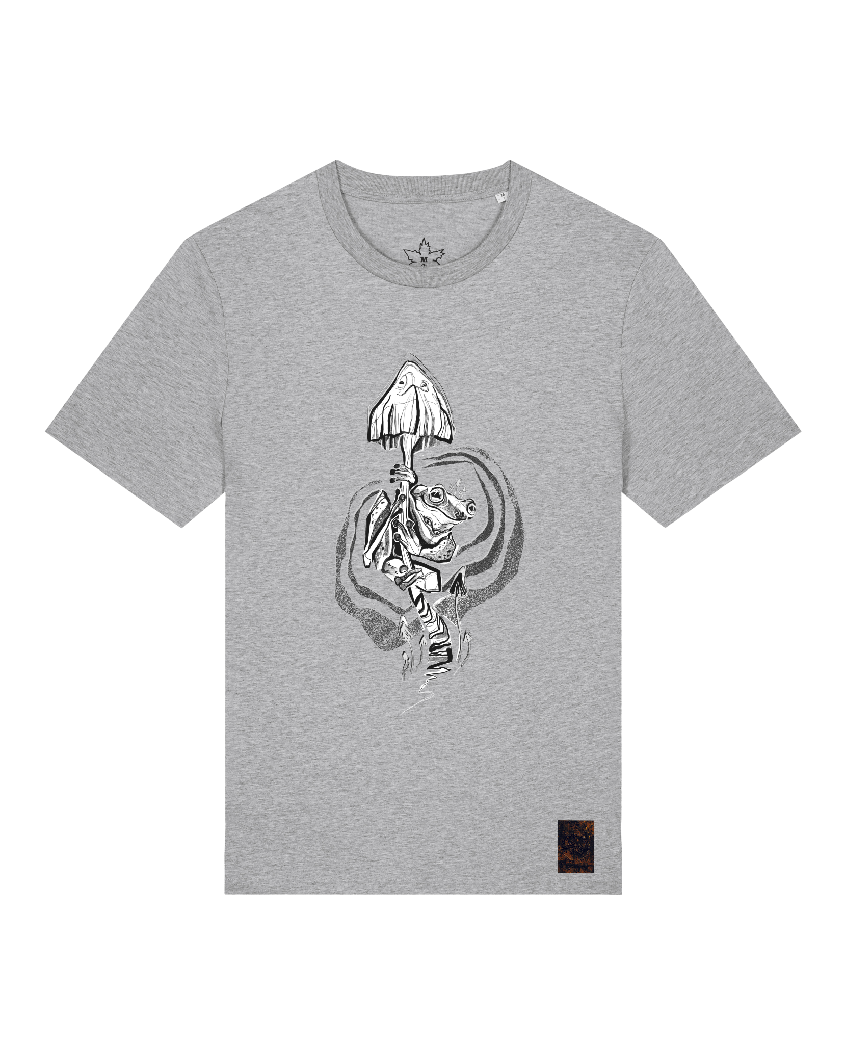 bio-unisex-medium fit-tshirt-frosch auf pilz-sttu169-mausgrau-front