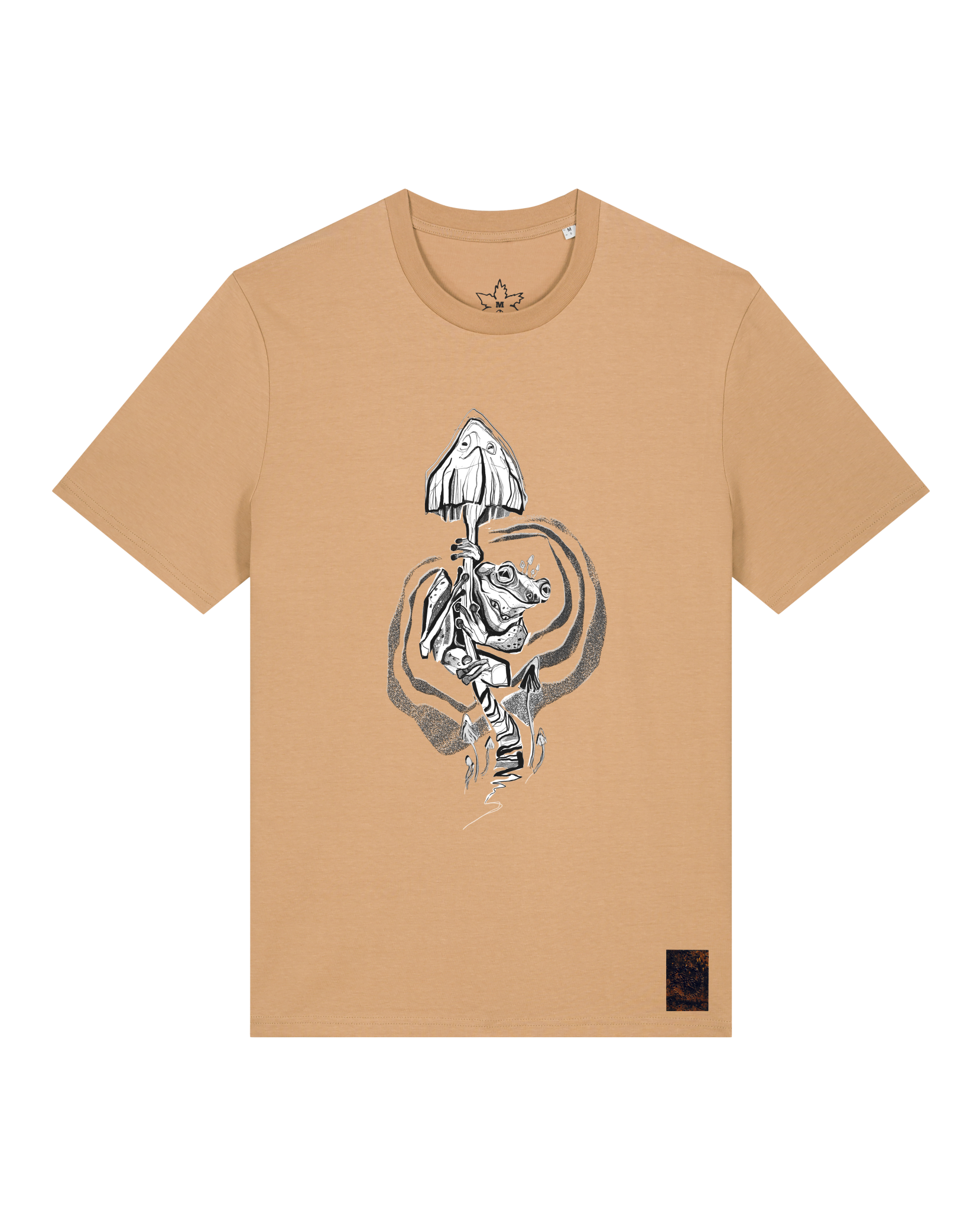 bio-unisex-medium fit-tshirt-frosch auf pilz-sttu169-meersand-front