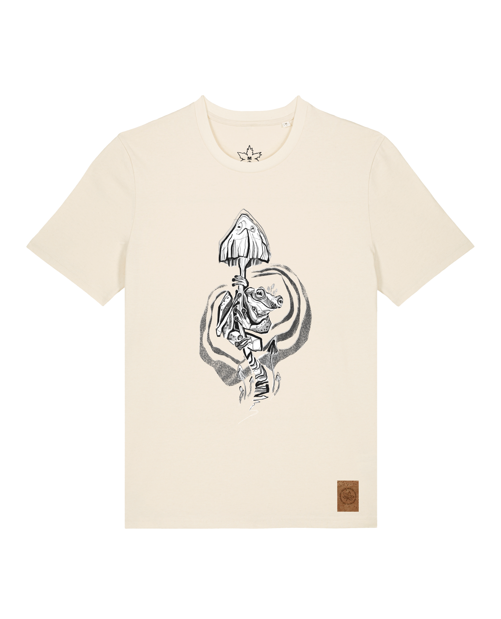 bio-unisex-medium fit-tshirt-frosch auf pilz-sttu169-natur-front