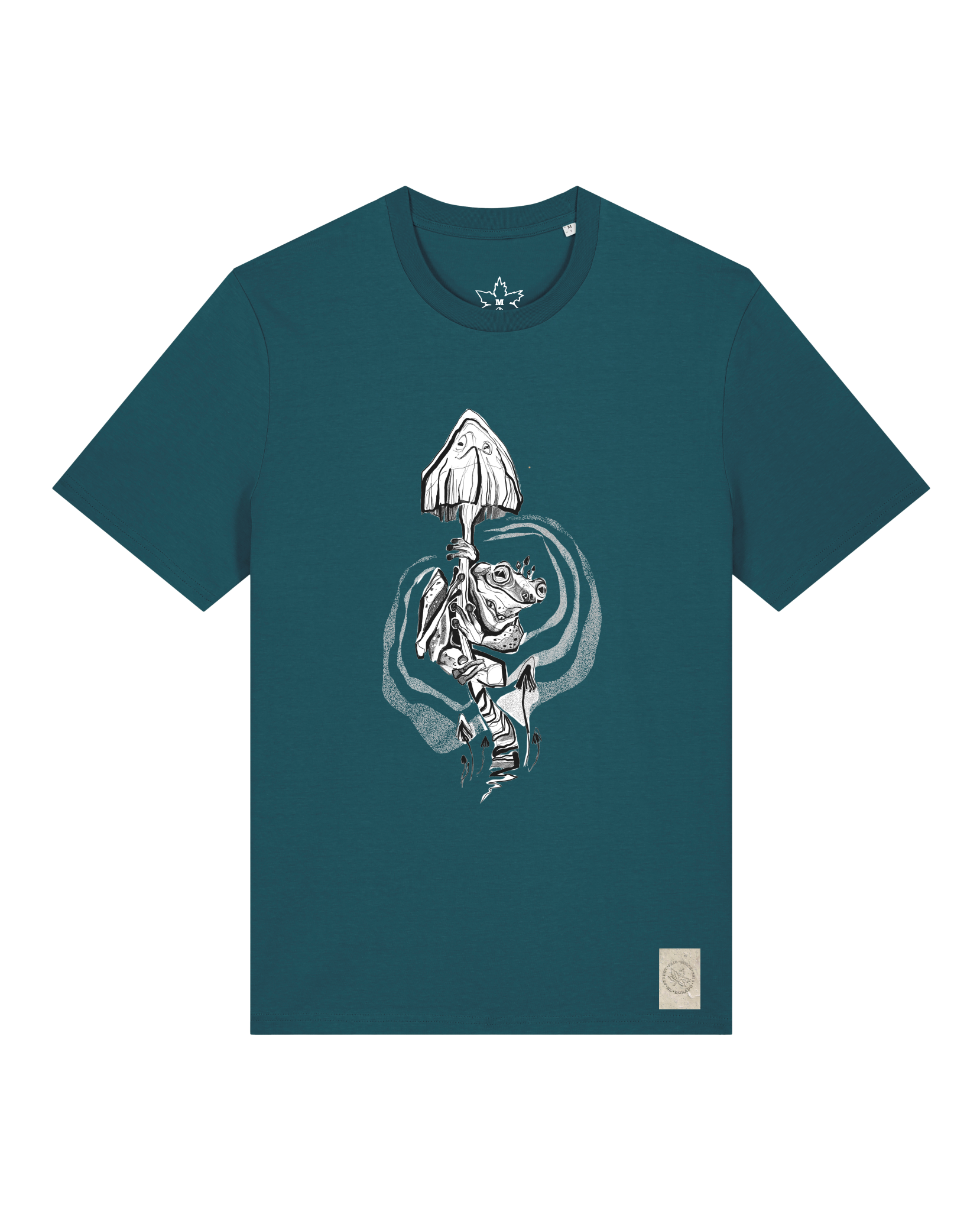 bio-unisex-medium fit-tshirt-frosch auf pilz-sttu169-nordmanntanne-front