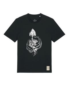 bio-unisex-medium fit-tshirt-frosch auf pilz-sttu169-schwarz-front