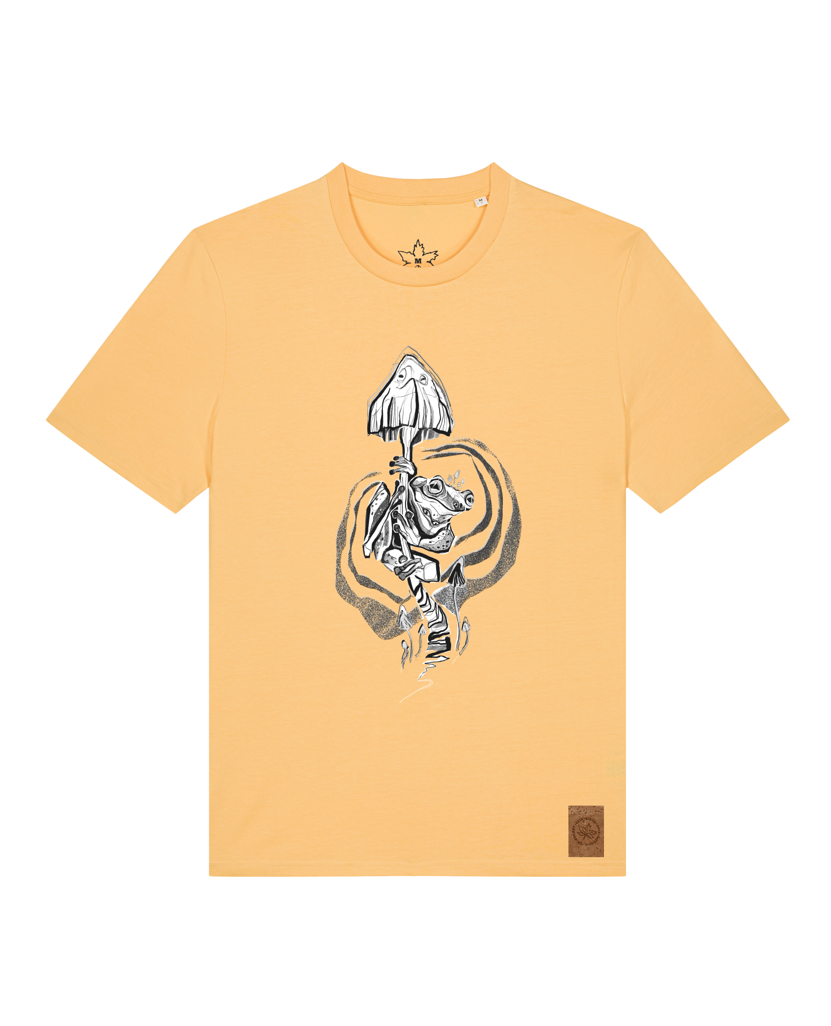 bio-unisex-medium fit-tshirt-frosch auf pilz-sttu169-senfkorn-front