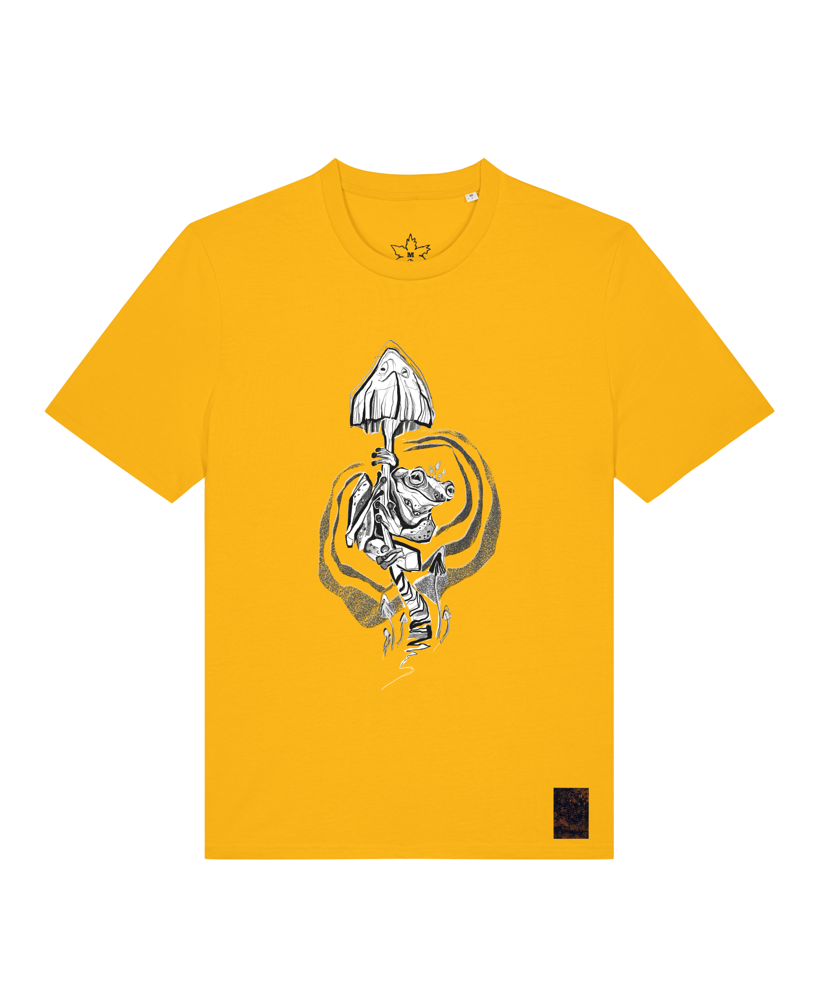 bio-unisex-medium fit-tshirt-frosch auf pilz-sttu169-sonnenblume-front