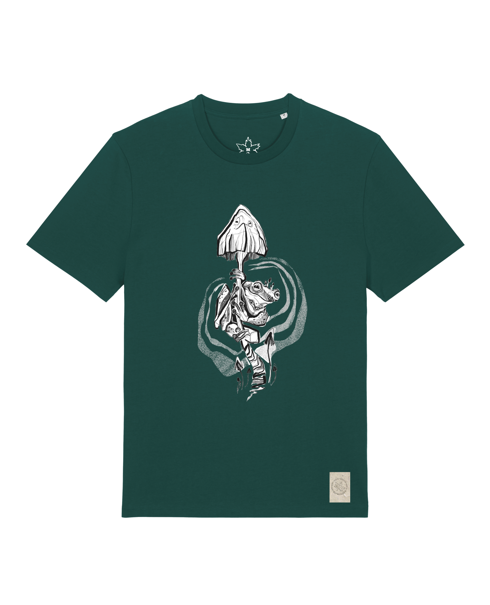 bio-unisex-medium fit-tshirt-frosch auf pilz-sttu169-spirulina-front