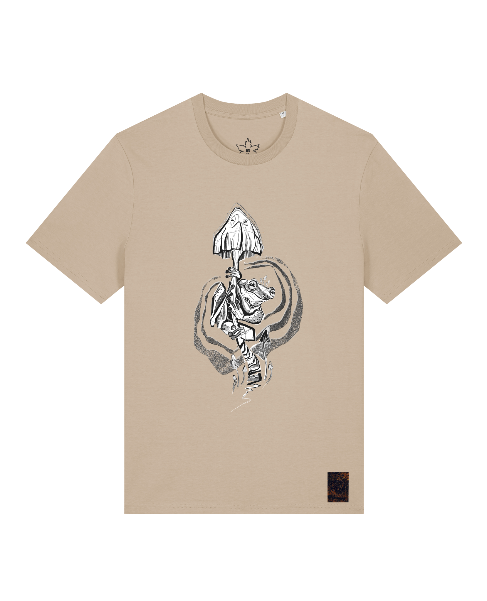 bio-unisex-medium fit-tshirt-frosch auf pilz-sttu169-treibsand-front