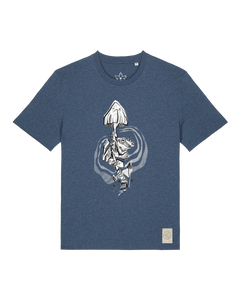 bio-unisex-medium fit-tshirt-frosch auf pilz-sttu169-walblau-front