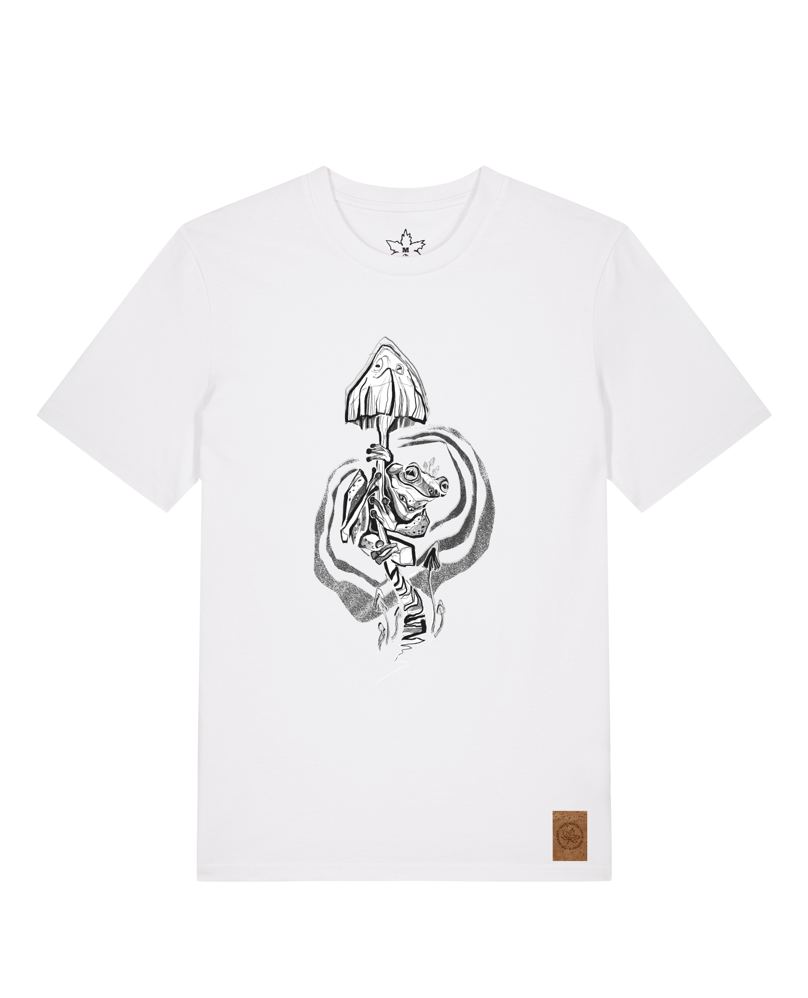 bio-unisex-medium fit-tshirt-frosch auf pilz-sttu169-weiß-front