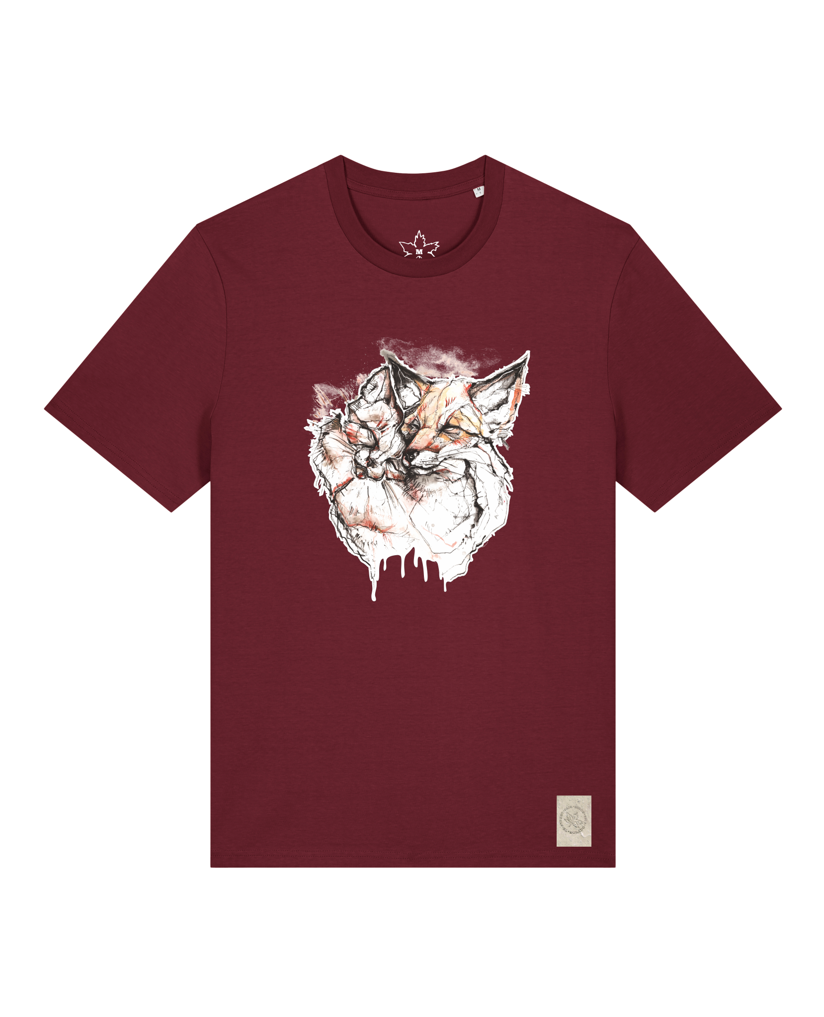 bio-unisex-medium fit-tshirt-fuchspaar-sttu169-burgunder rot-front