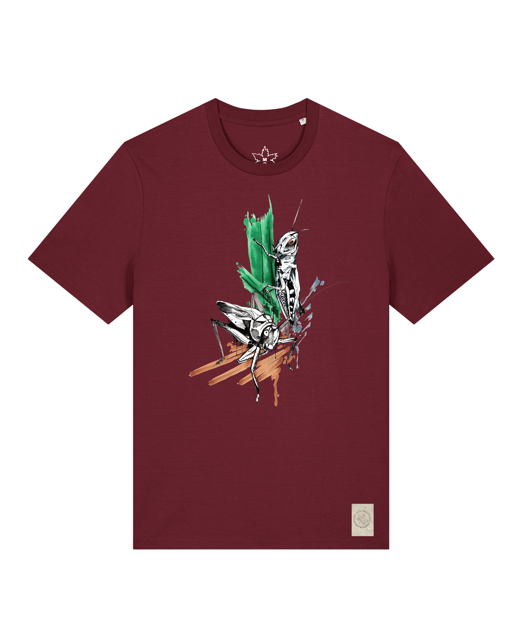 bio-unisex-medium fit-tshirt-grassland population-sttu169-burgunder rot-front