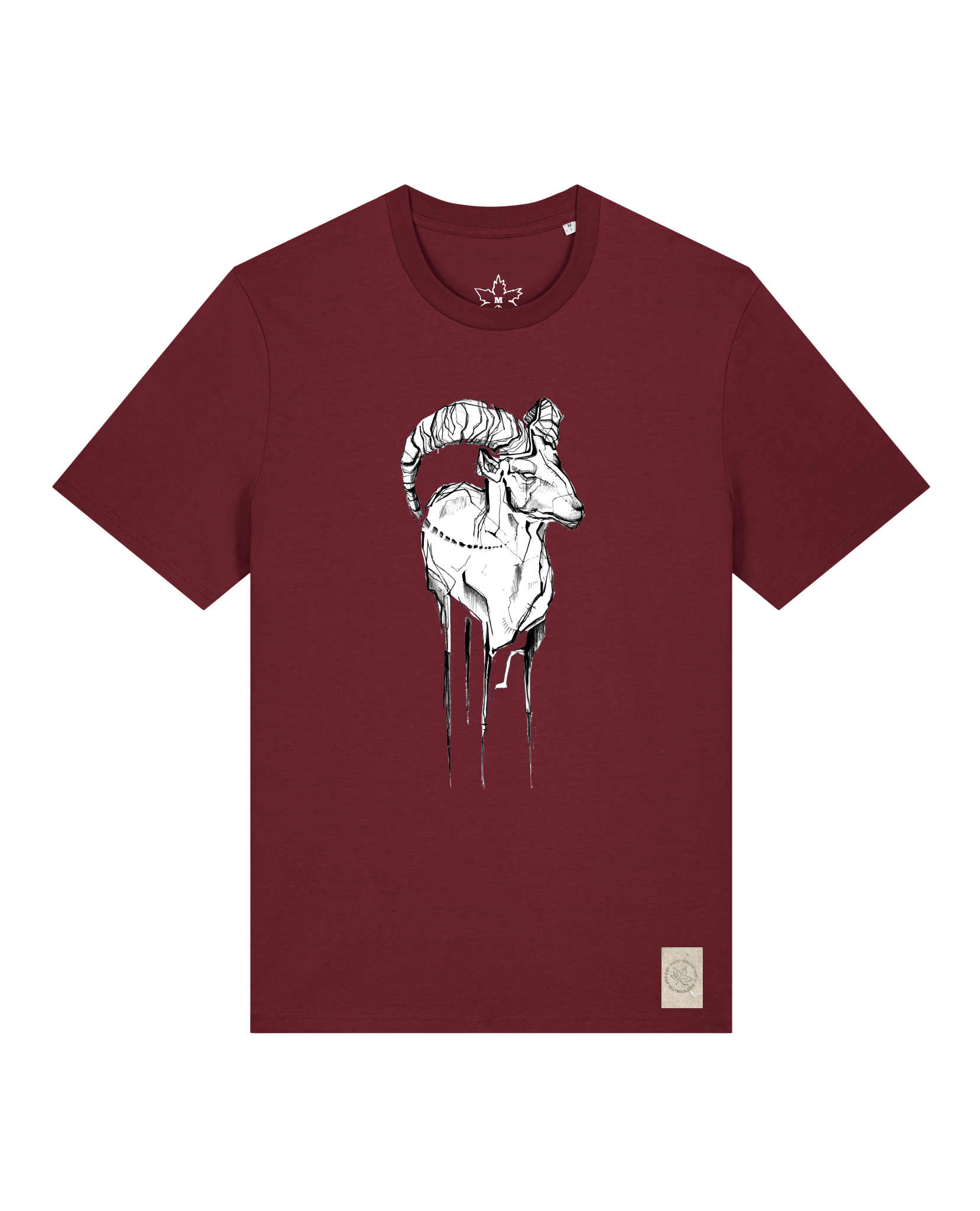 bio-unisex-medium fit-tshirt-ibex-sttu169-burgunder rot-front