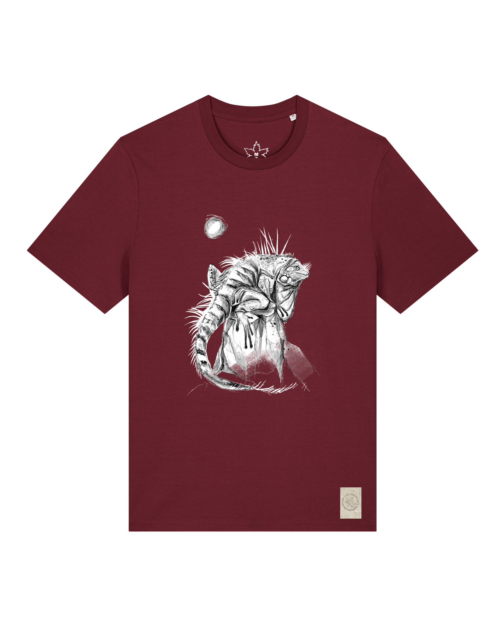 bio-unisex-medium fit-tshirt-iguana-sttu169-burgunder rot-front