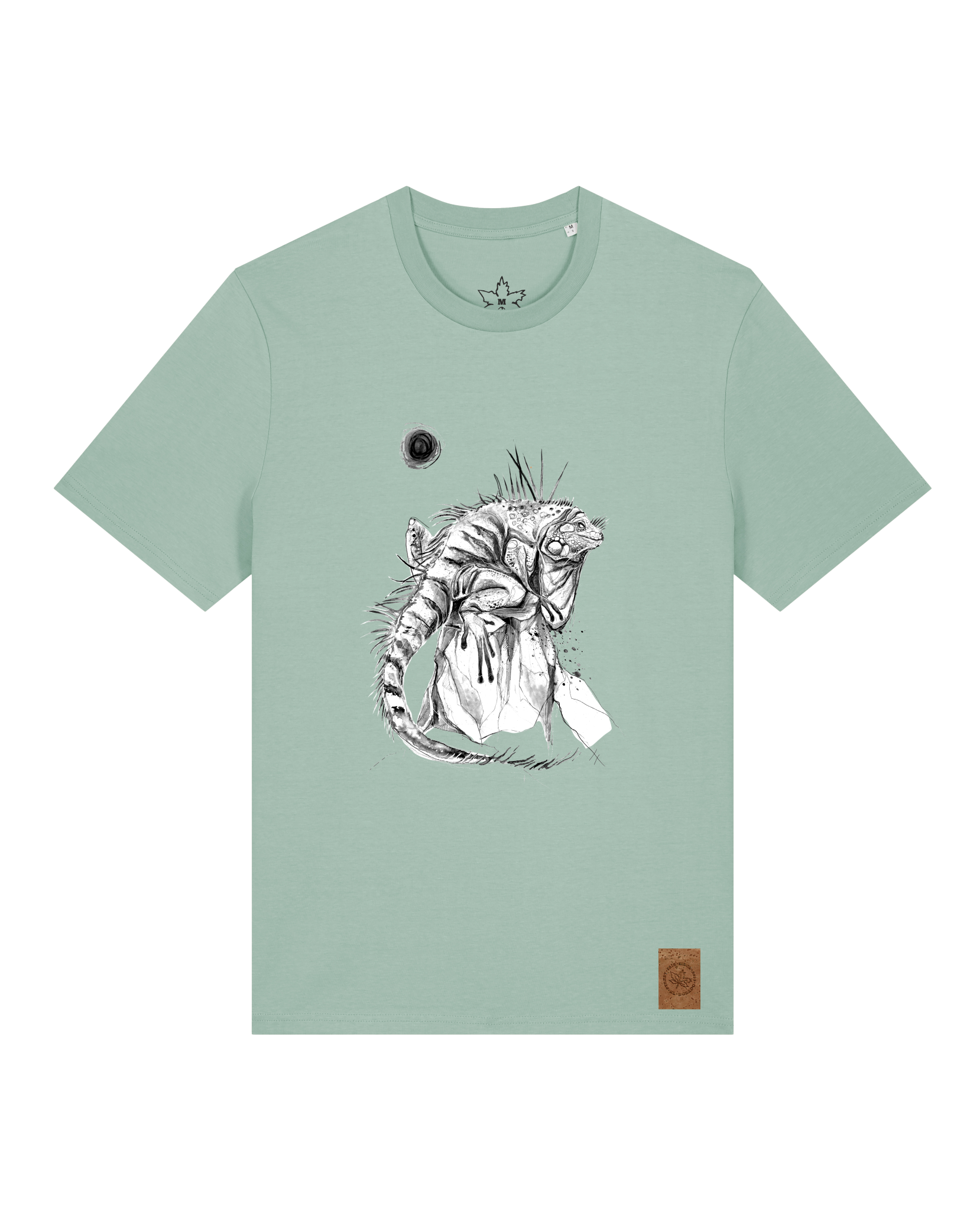 bio-unisex-medium fit-tshirt-iguana-sttu169-eukalyptus-front