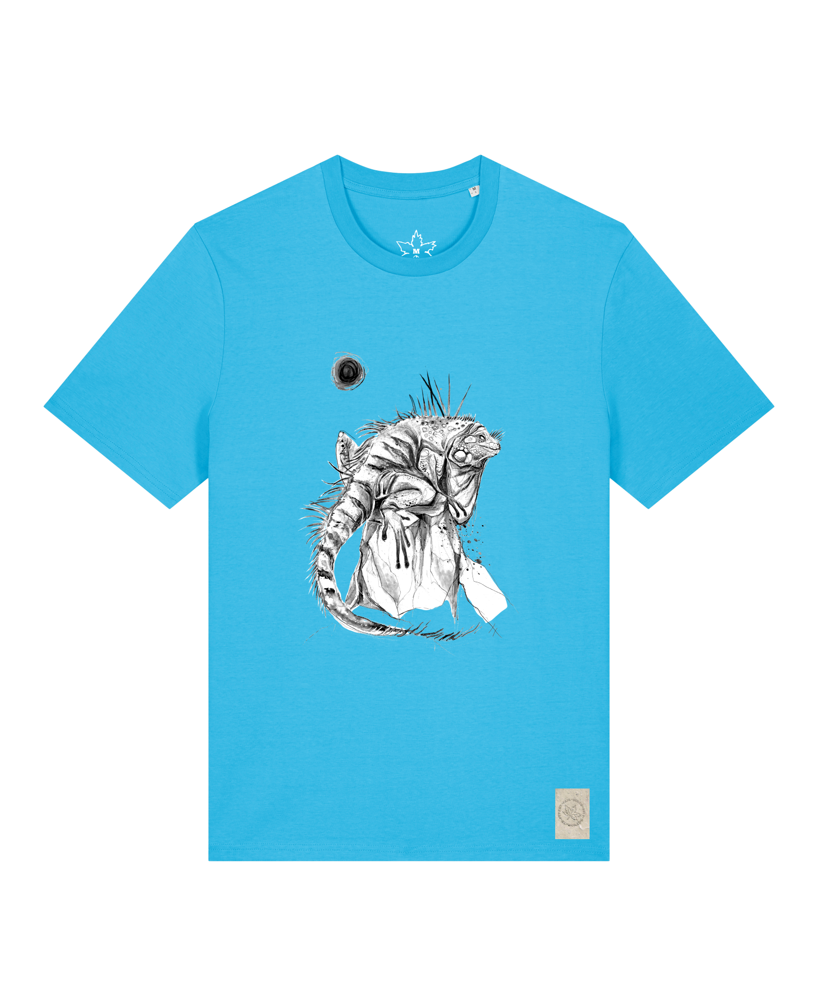 bio-unisex-medium fit-tshirt-iguana-sttu169-wasserblau-front