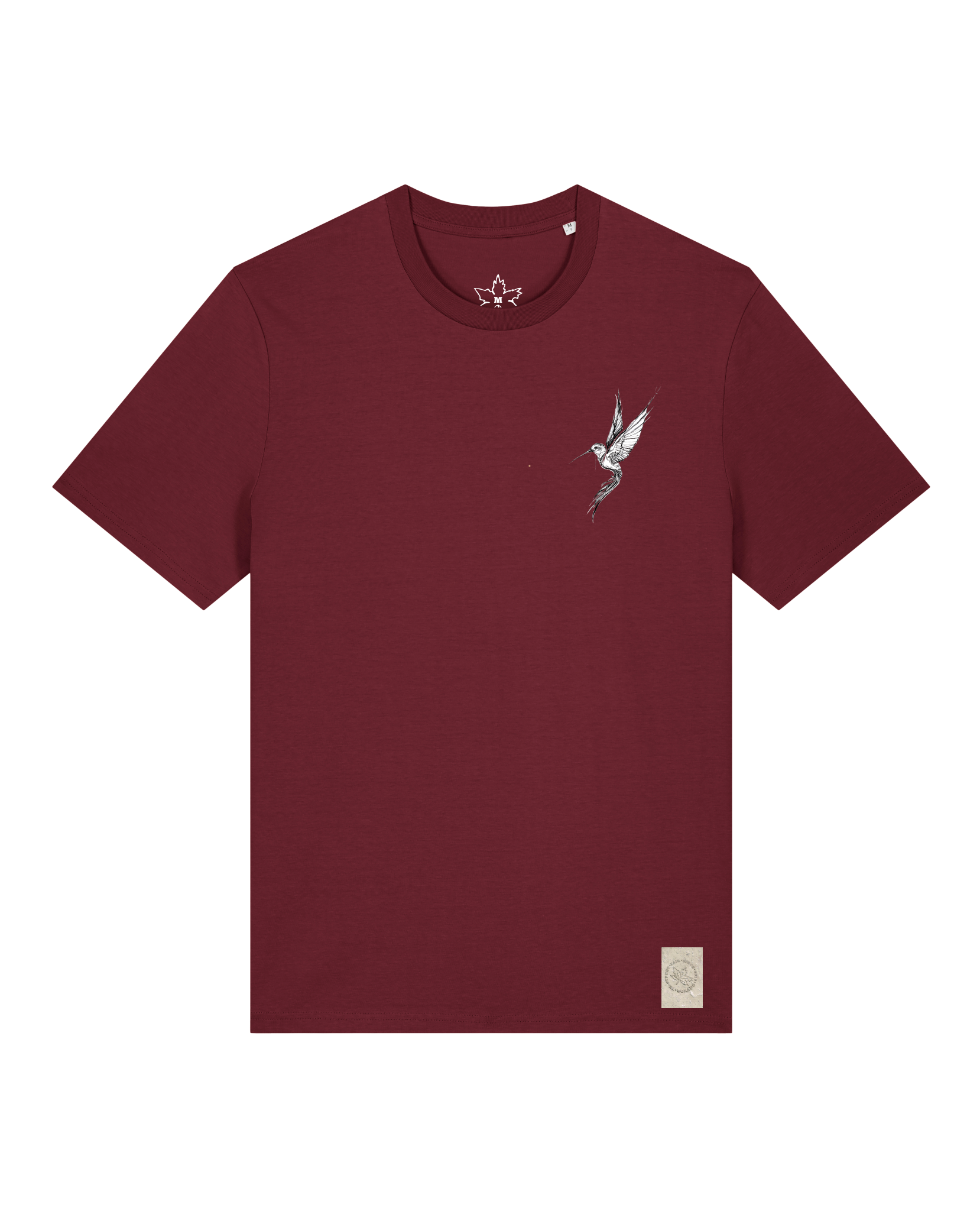 bio-unisex-medium fit-tshirt-kolibri (backprint)-sttu169-burgunder rot-front