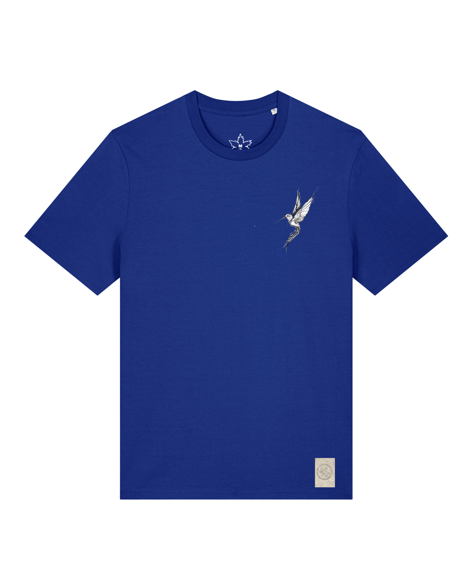 bio-unisex-medium fit-tshirt-kolibri (backprint)-sttu169-kornblume-front