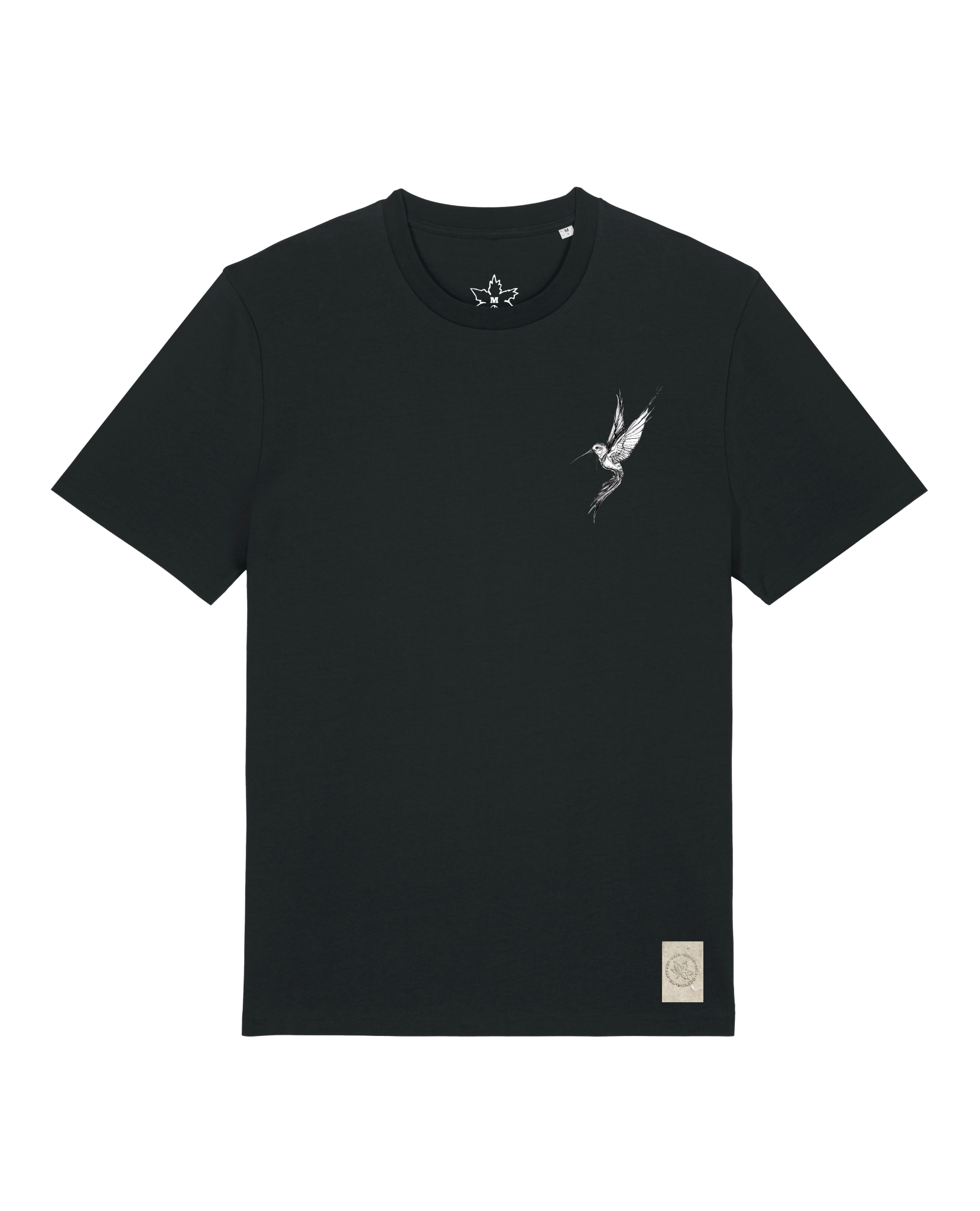 bio-unisex-medium fit-tshirt-kolibri (backprint)-sttu169-schwarz-front