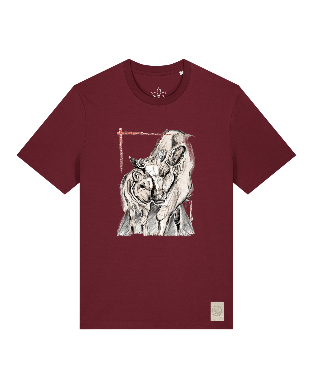 bio-unisex-medium fit-tshirt-kühe-sttu169-burgunder rot-front