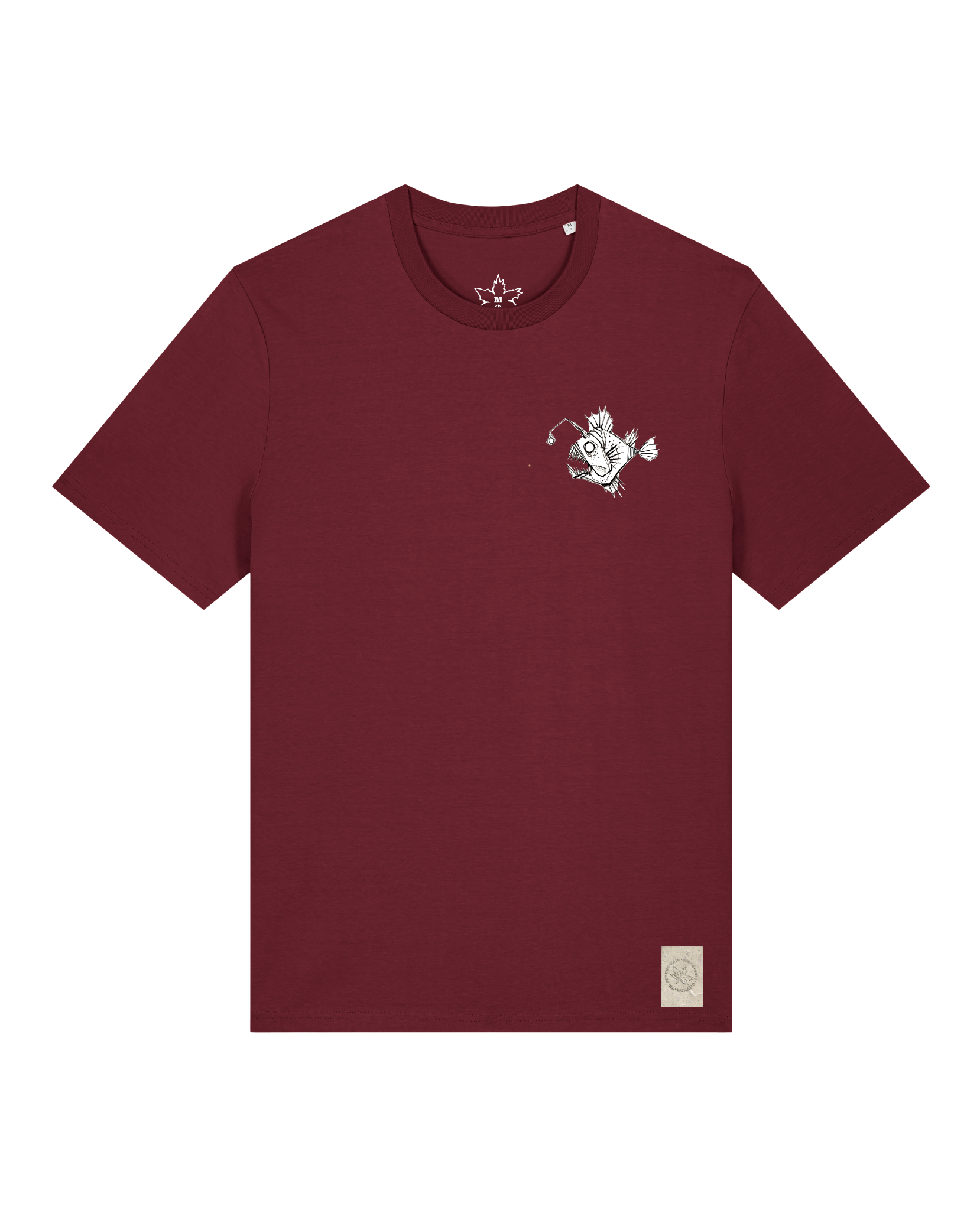 bio-unisex-medium fit-tshirt-lampionfisch (backprint)-sttu169-burgunder rot-front