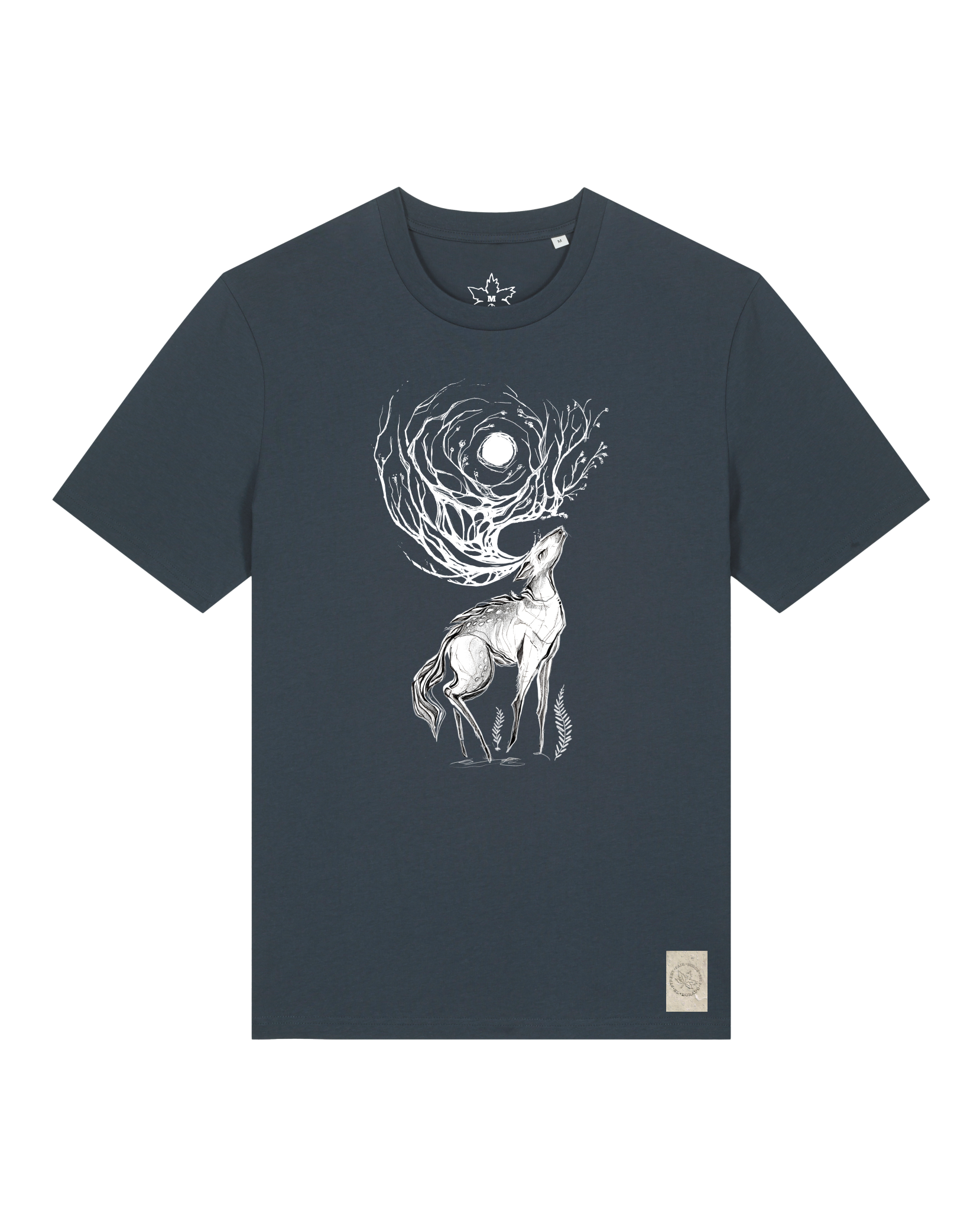 bio-unisex-medium fit-tshirt-moon deer-sttu169-blaubeernacht-front