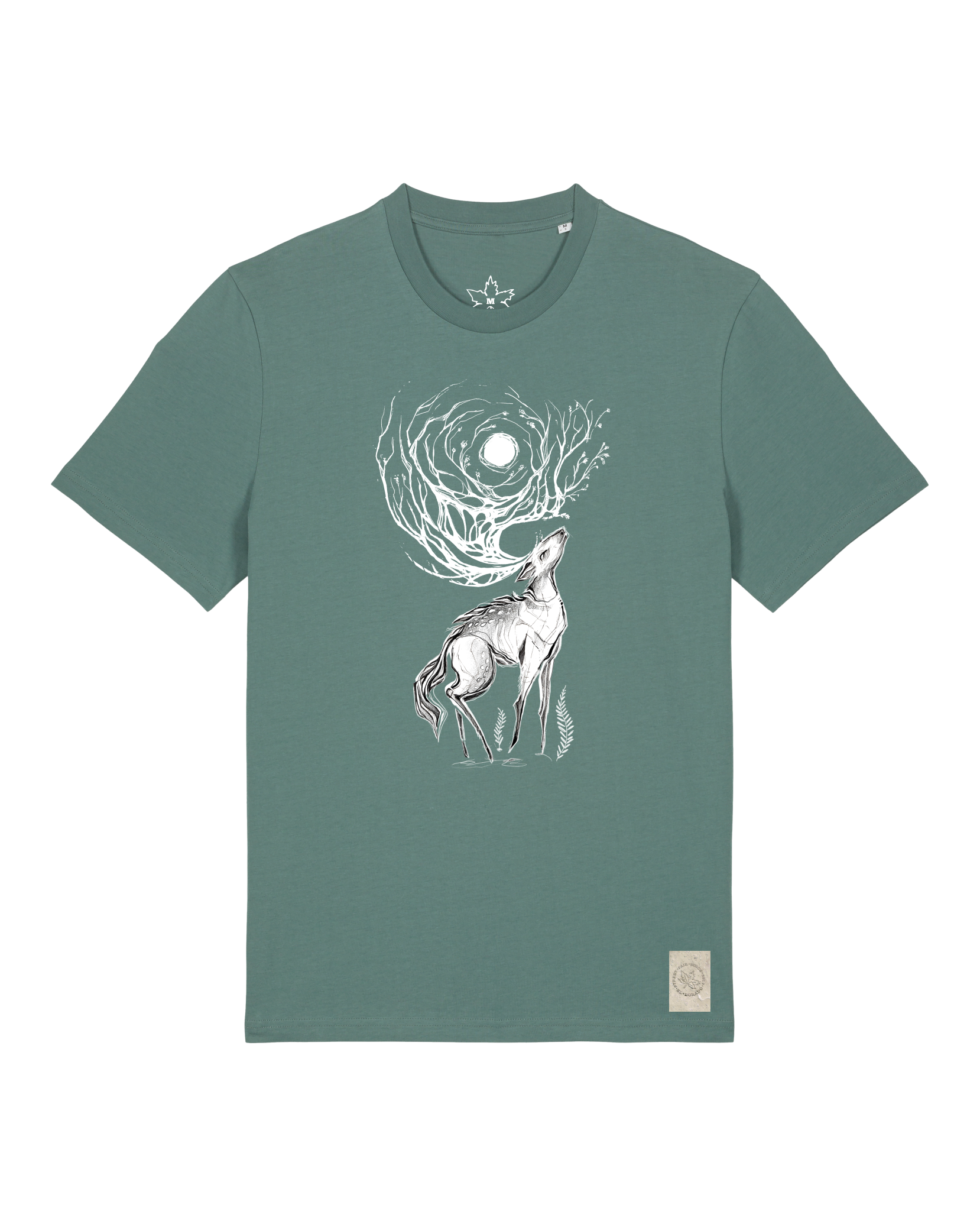 bio-unisex-medium fit-tshirt-moon deer-sttu169-blautanne-front