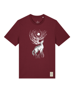 bio-unisex-medium fit-tshirt-moon deer-sttu169-burgunder rot-front