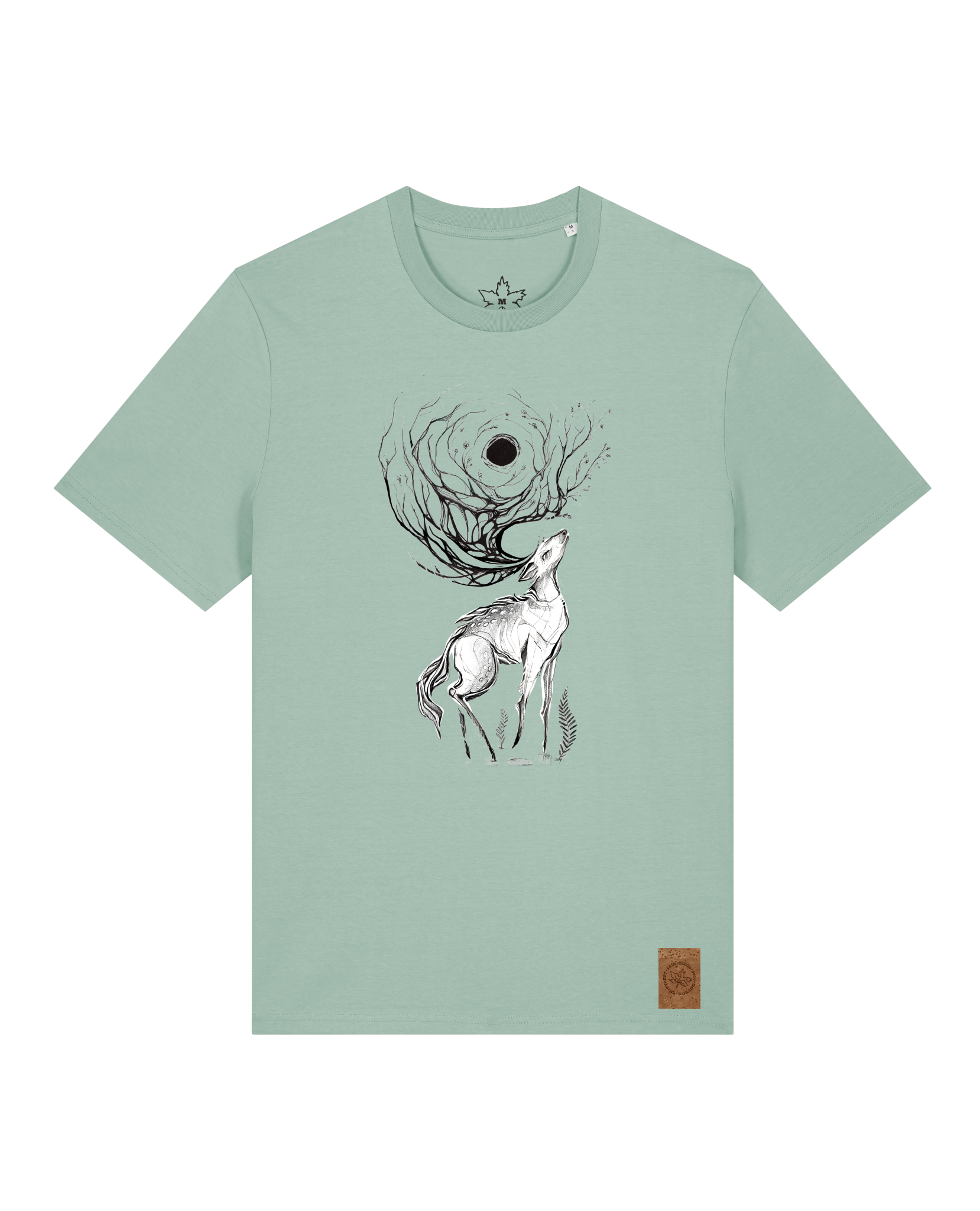 bio-unisex-medium fit-tshirt-moon deer-sttu169-eukalyptus-front