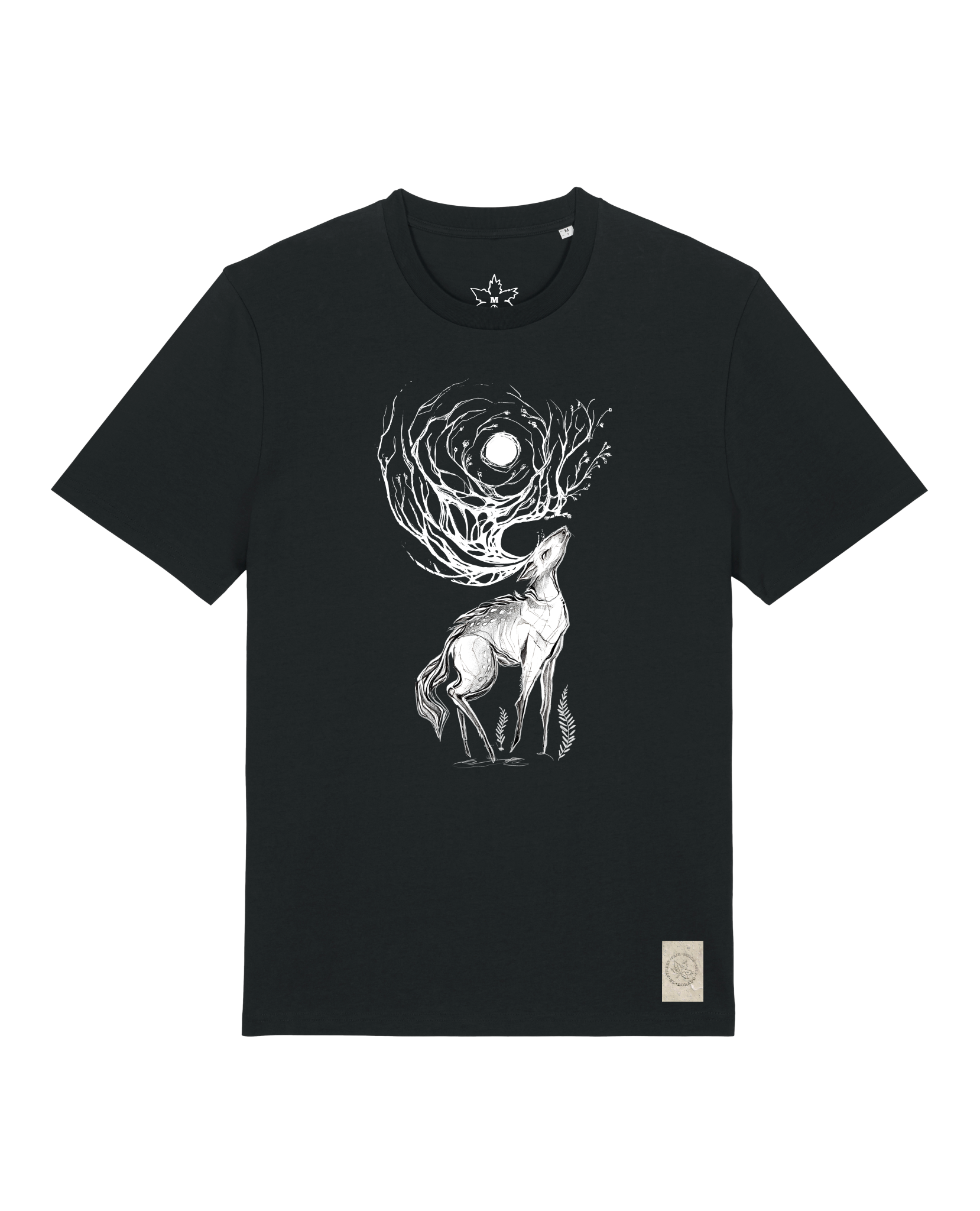 bio-unisex-medium fit-tshirt-moon deer-sttu169-schwarz-front